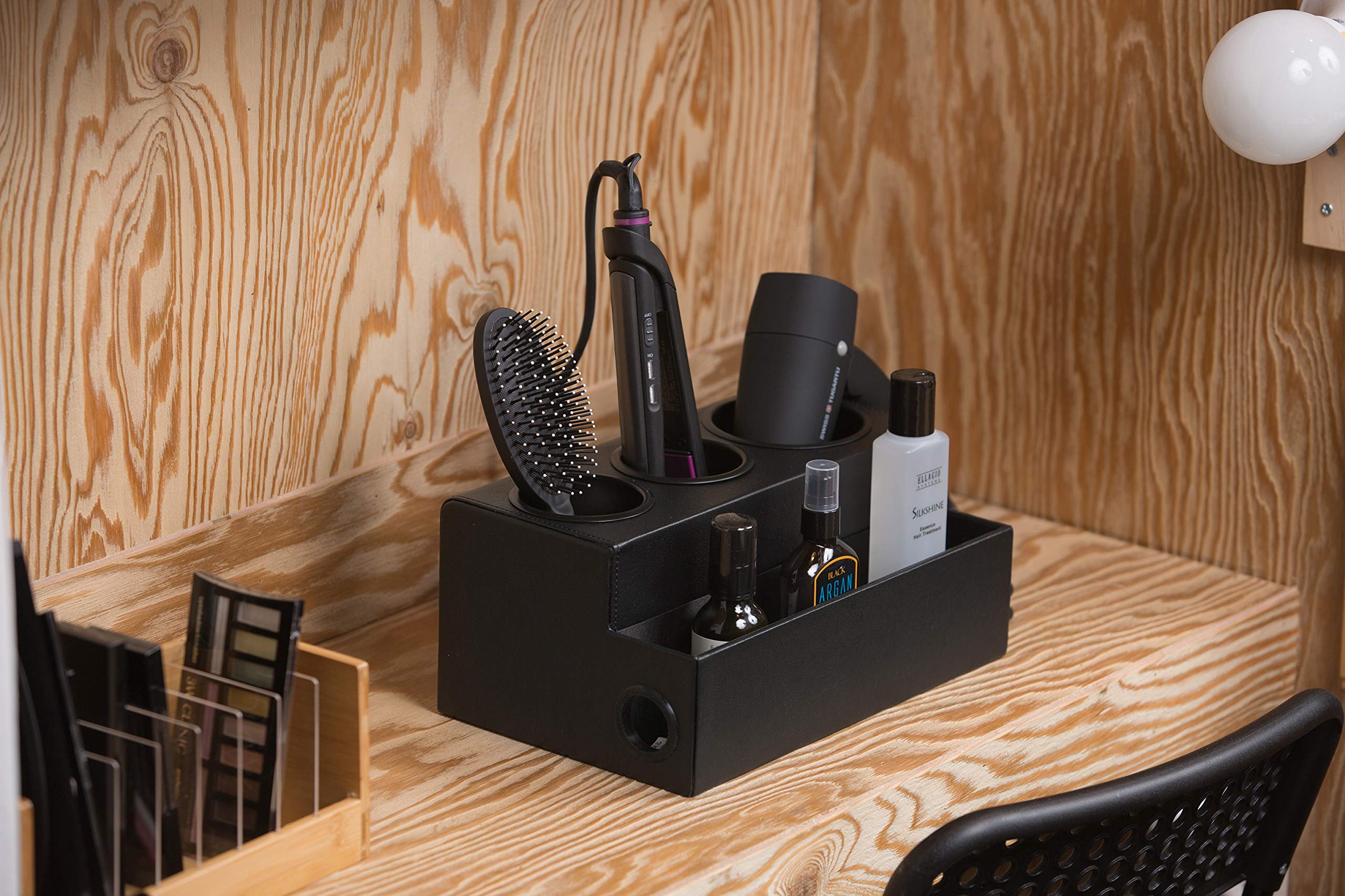J JACKCUBE DESIGN Hair Dryer Holder - Black Styling Organizer, MK154 Vanity Storage for Accessories and Toiletries