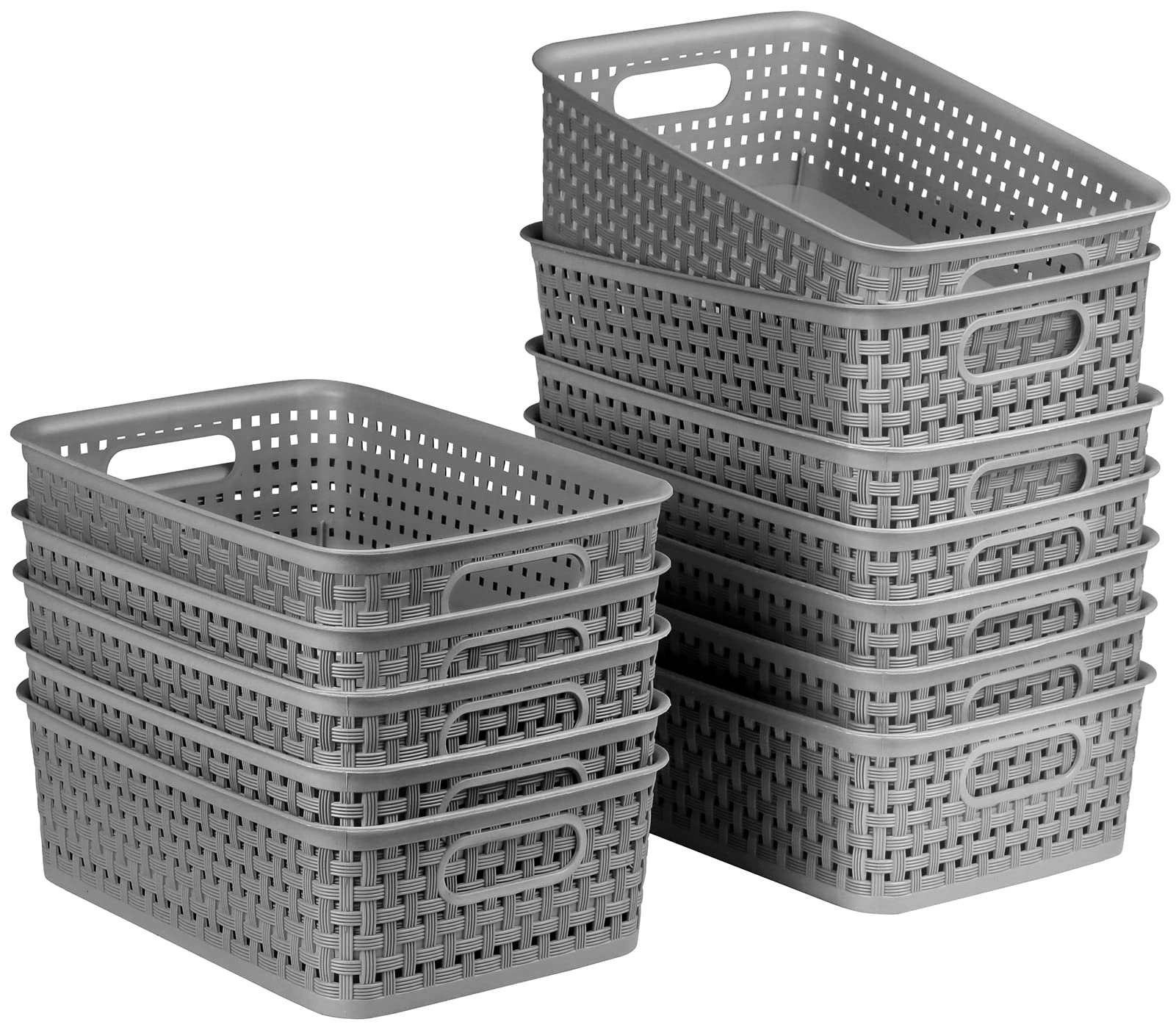 12 Pack Plastic Storage Baskets, Small Baskets For Organizing, Plastic Storage Bins Wicker Pantry Organizer Bins Household Toys