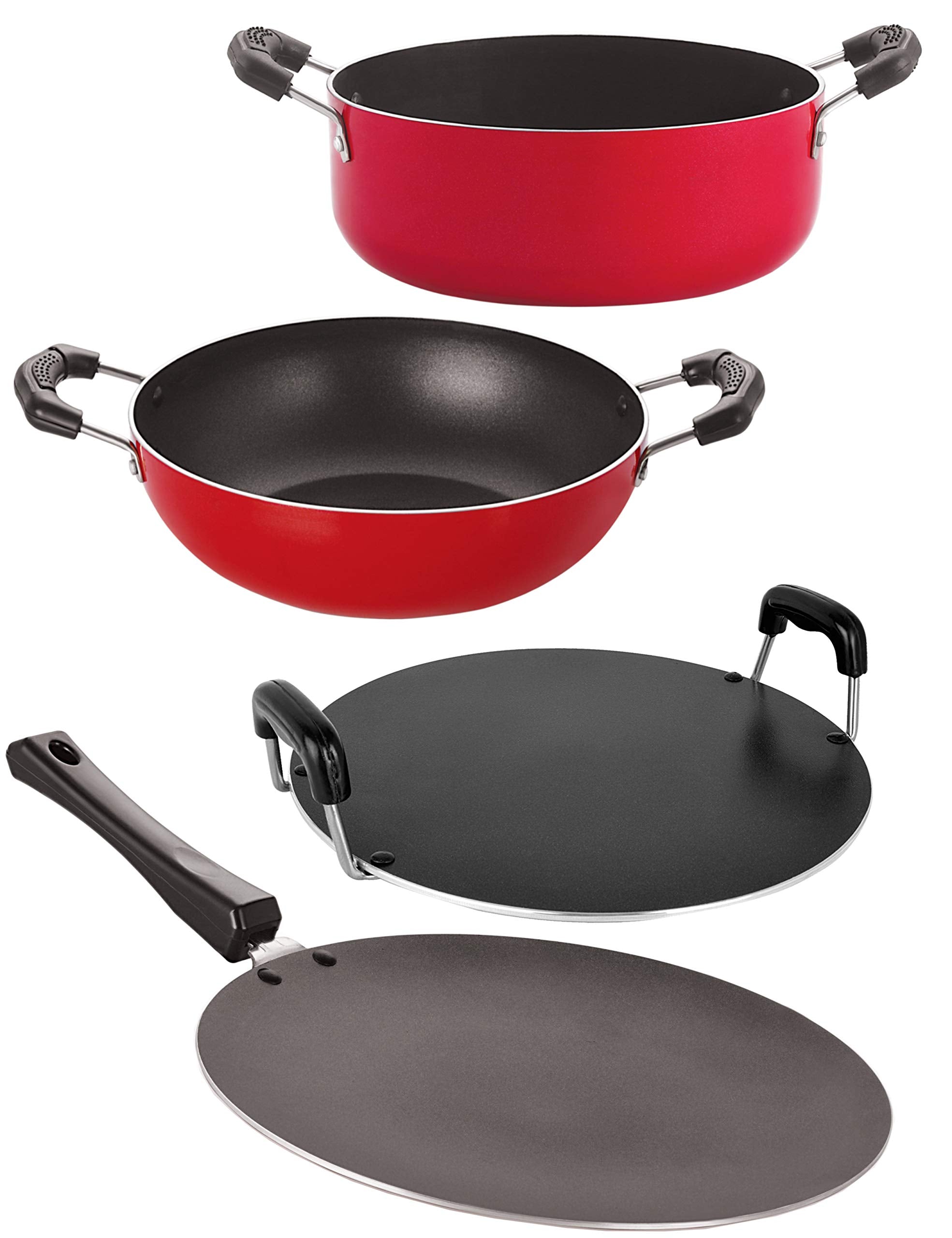 Nirlon Kitchen Non Stick Aluminium Cookware Gift Sets (4Pieces) (Ct11_Kd10_Rt_Cs24)