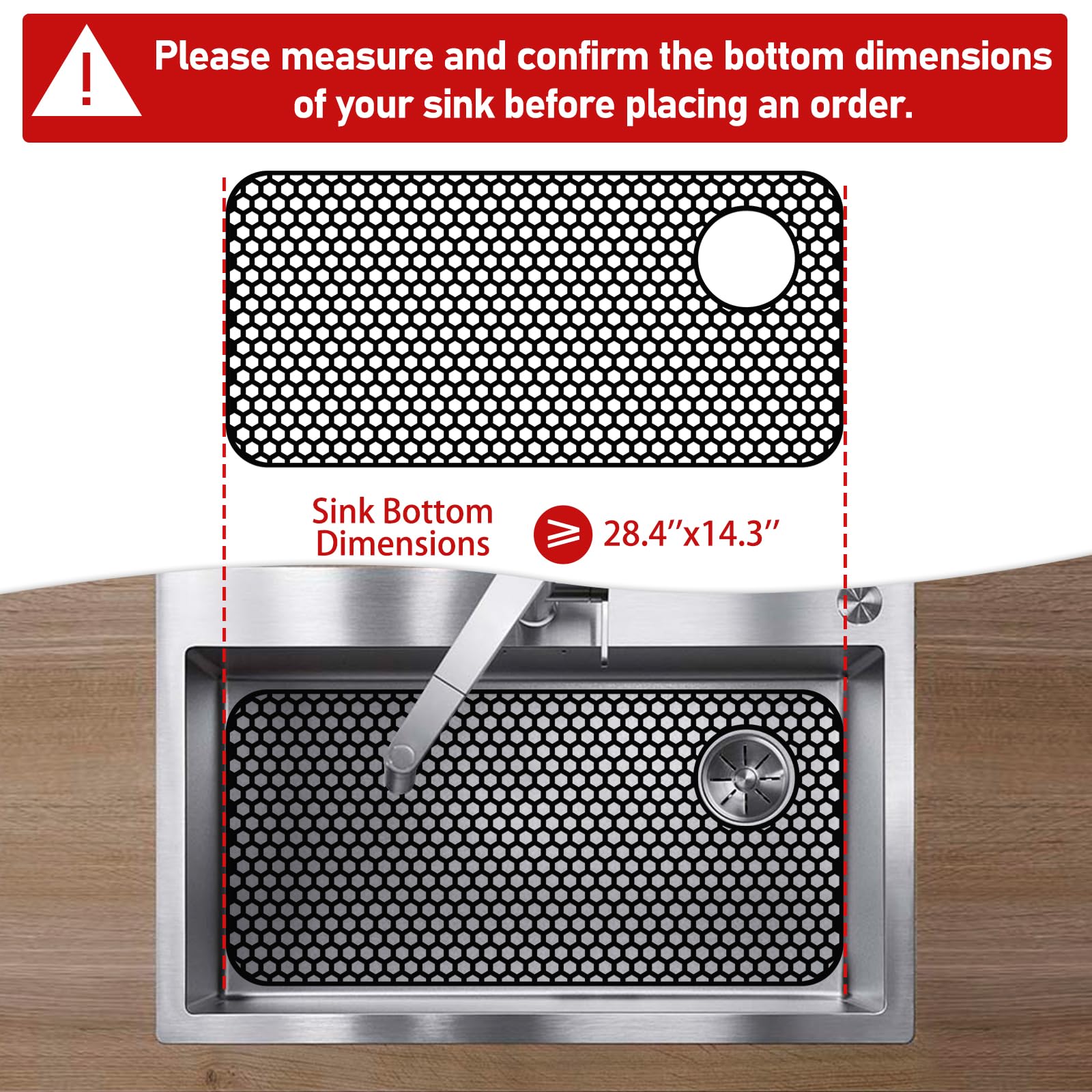 Bestjing Silicone Sink Protectors for Kitchen Sink - 28.4x 14.3 Kitchen Protector Accessory, Non-Slip Heat Resistant Mat for Bot