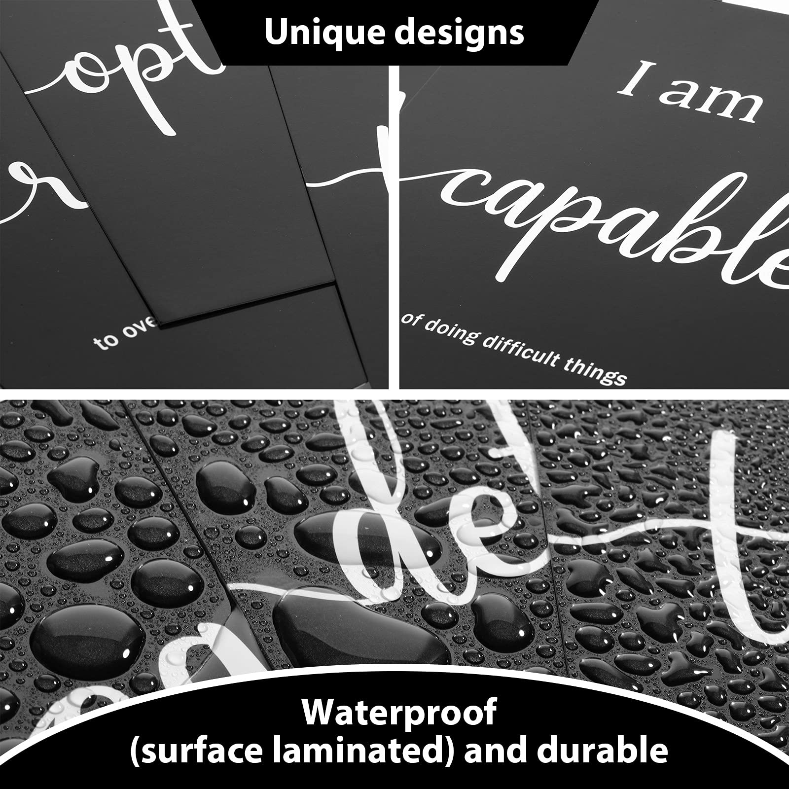 9 Pieces Inspirational Motivational Office Bedroom Wall Art  Daily Positive Affirmations for Men Women Kids Posters Inspirational Quotes Sayings Wall Decor (Black)