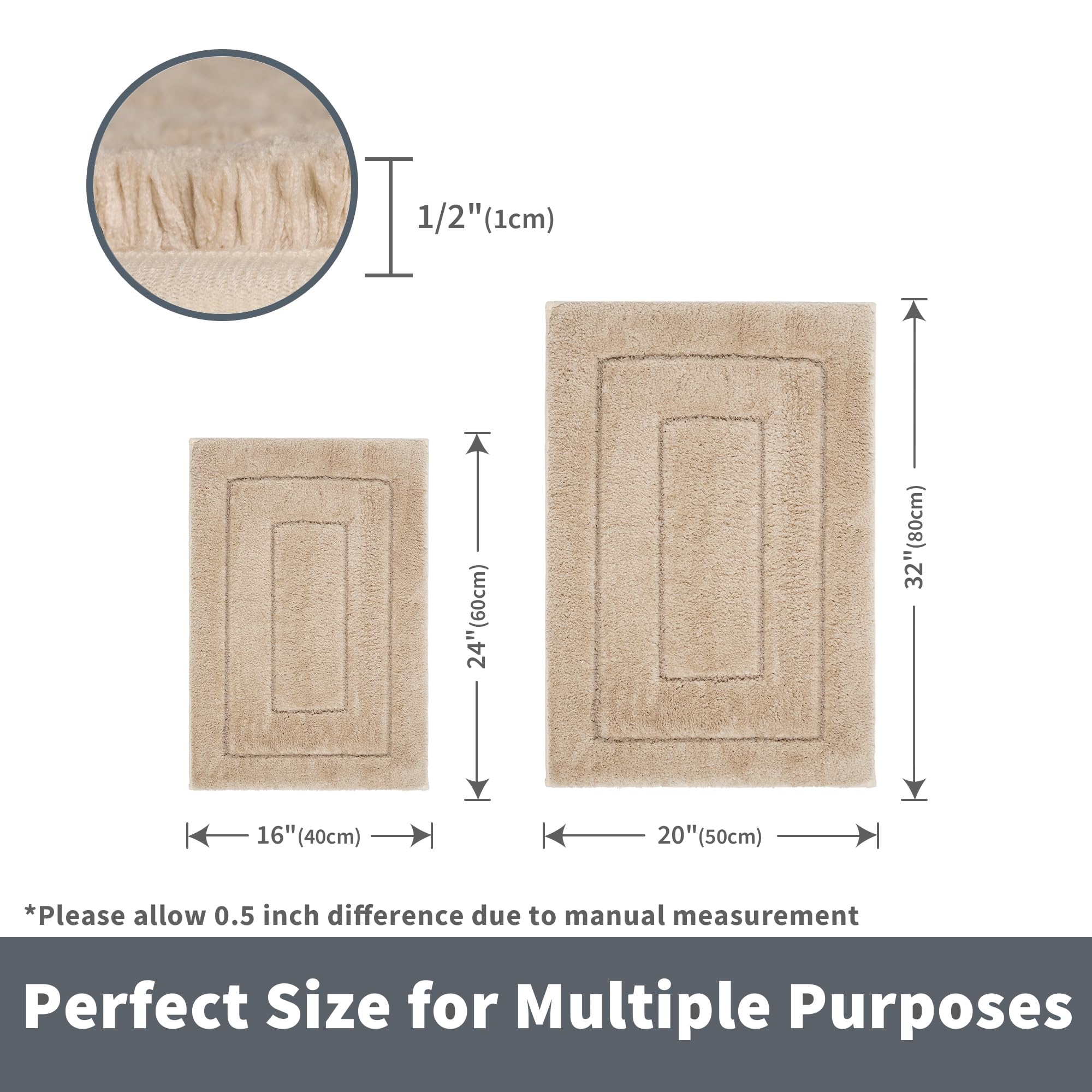 Granny Says Bathroom Rugs Non Slip, 16'' X 24'', Bath Rugs For Bathroom Washable, Bath Mats For Bathroom Floor, Microfiber Bath