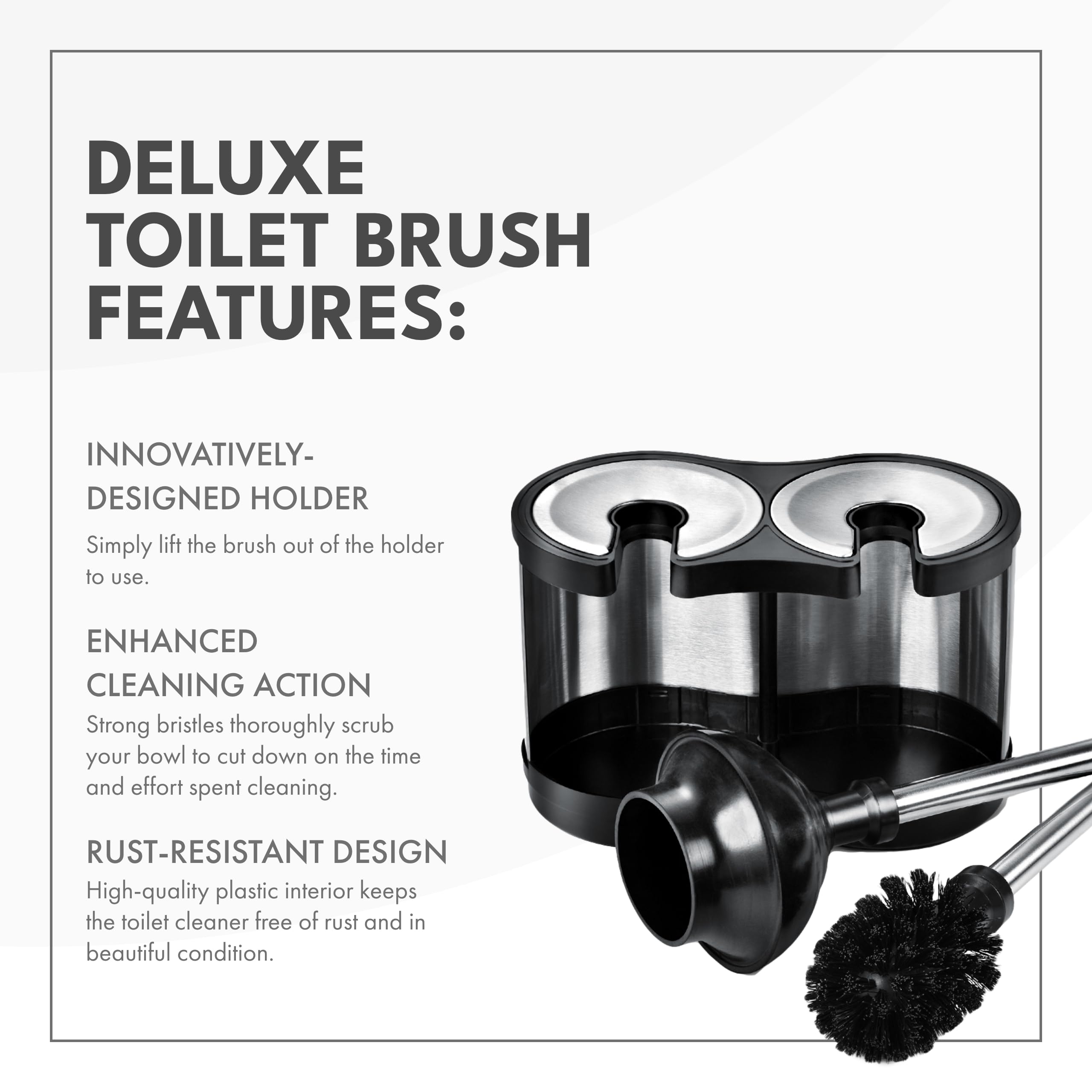 Toilettree Products Modern Deluxe Freestanding Toilet Brush And Plunger Combo - 5.5'' X 9.5'' X 18.5'' (2 Pack)