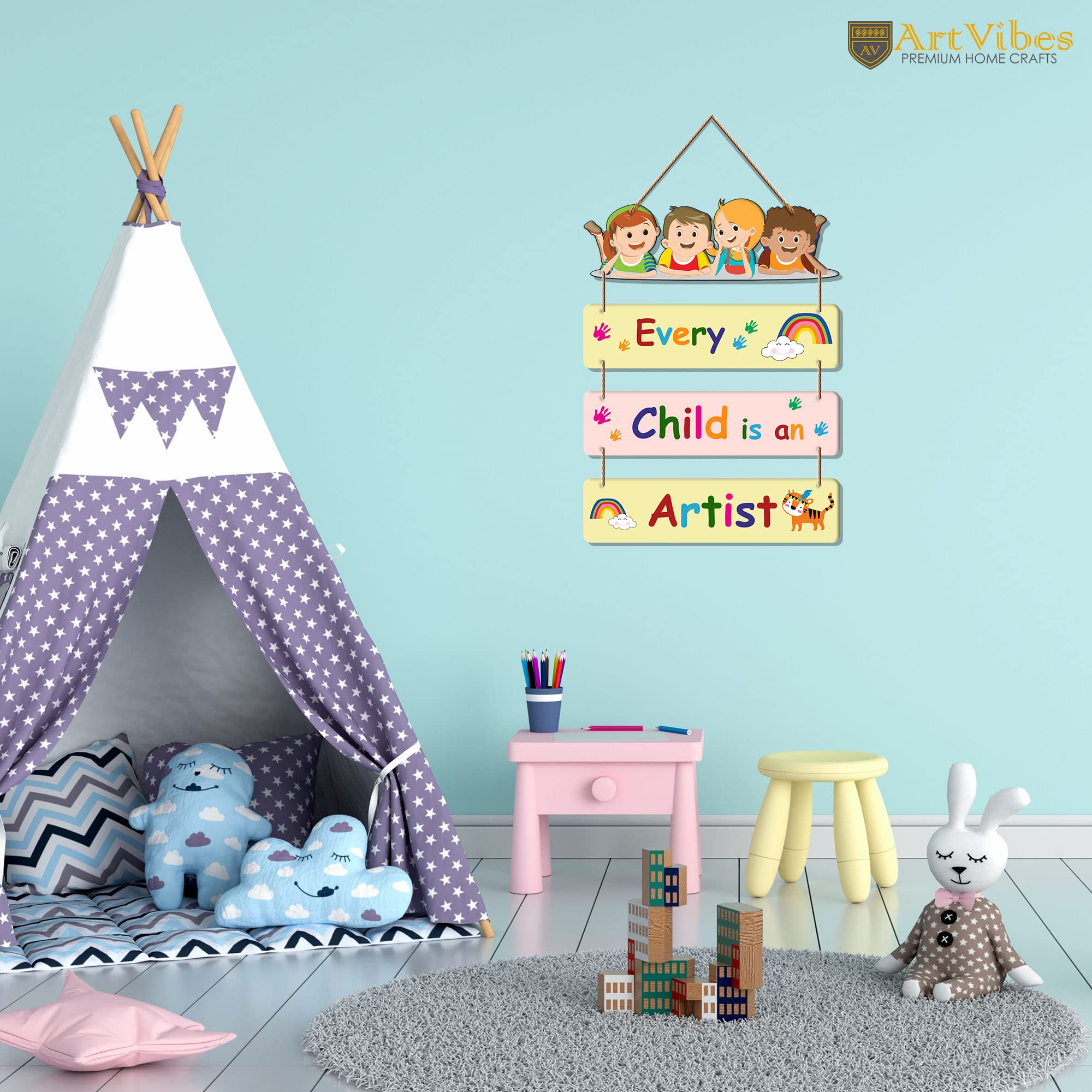 Artvibes Positive Quote Decorative Wall Art Wooden Wall Hanger for Kids Room | Living Room | Bedroom | Gift | Mordern Painting F