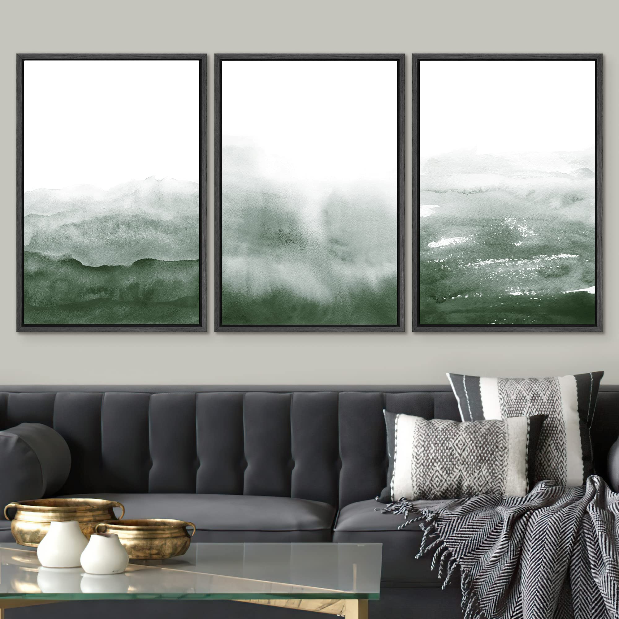 Signwin 3 Piece Framed Canvas Wall Art Fog Above The Mountains Prints Nature Wilderness Illustrations Abstract Traditional Home