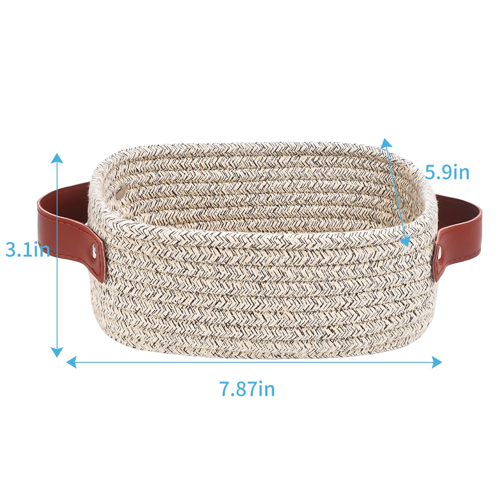 Abenkle Small Storage Basket, Mini Basket, Cute Tiny Cotton Rope Woven Basket, Shelf Basket, Boho Decorative Toy Dog Cat Basket