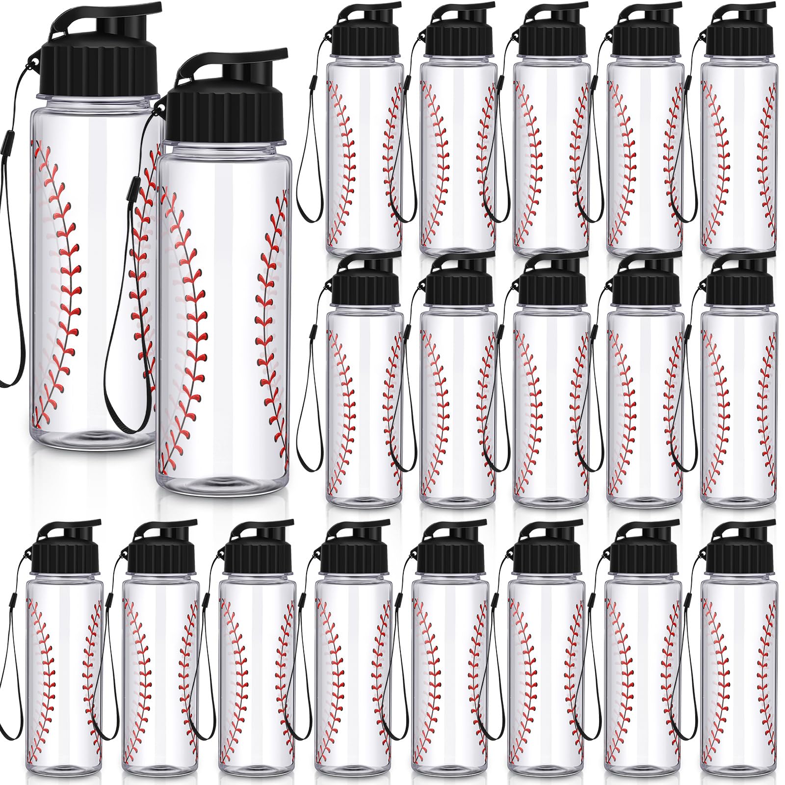Mifoci 20 Pieces Sports Water Bottle Bulk 17 oz Reusable Plastic Biking Water Bottle Tumbler Adults Reusable Large Bottles with 