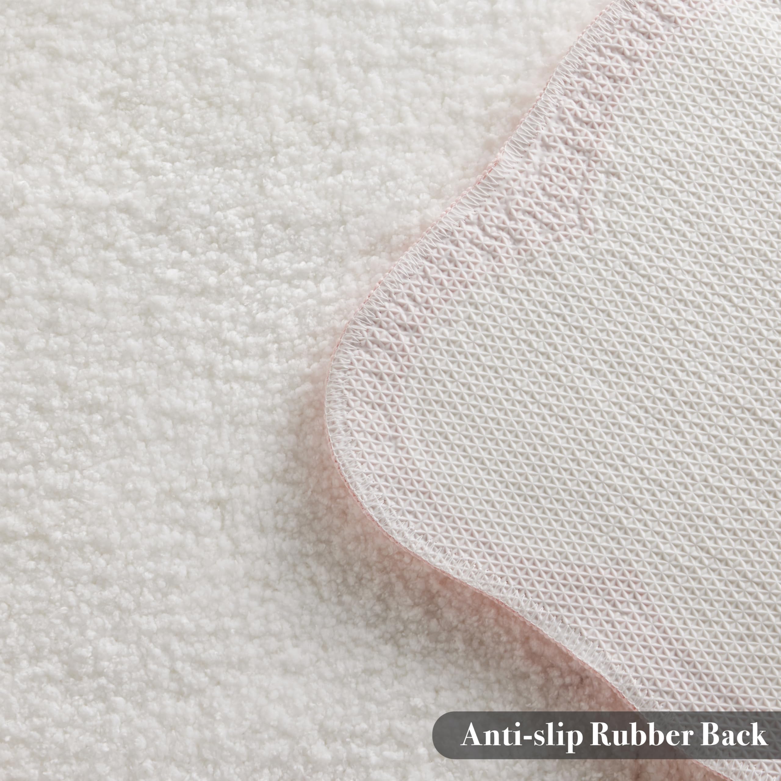Ohocut Luxury Microfiber Scalloped Runner Rug, White Bath Rug With Pink Scalloped Piping Cute Aesthetic Bath Mat For Bathroom, T