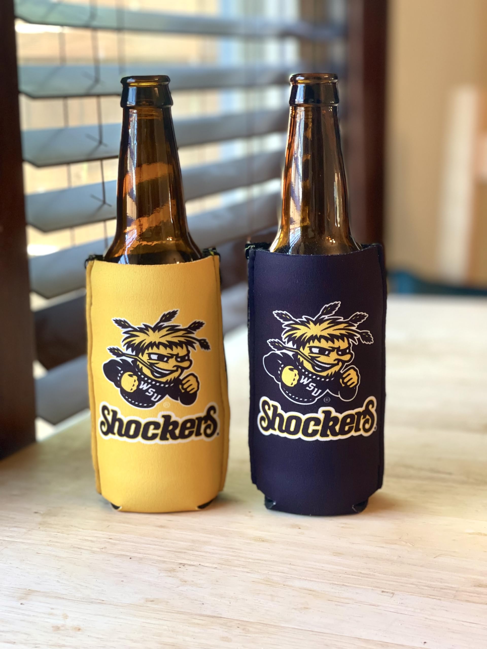 Zipsip Black Adjustable All-In-One Coozie With Zippers - Fits Cans, Bottles, Glasses - Insulated Neoprene Sleeve - Wichita State