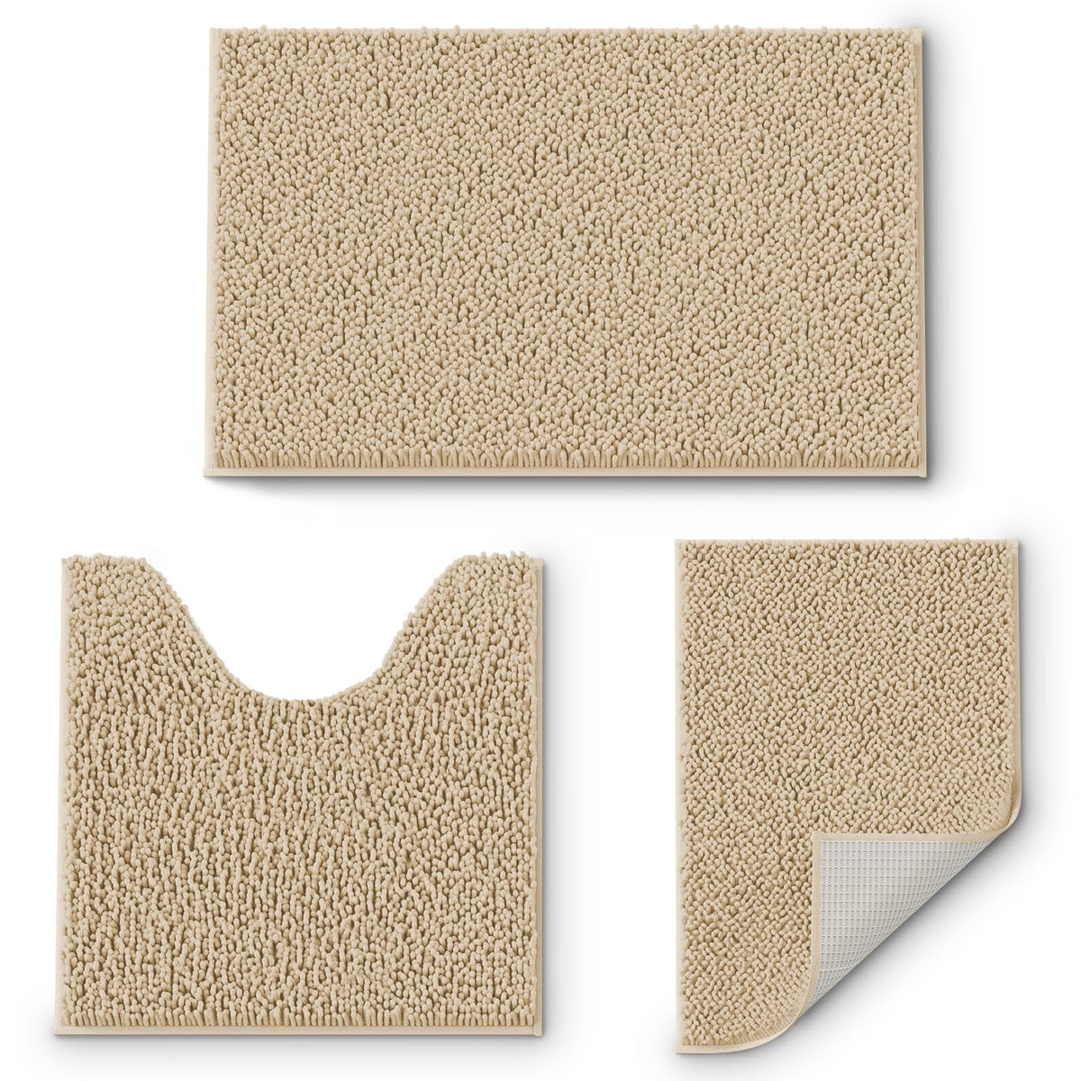 Run Helix Bath Mats For Bathroom Chenille Bathmat, Bathroom Mats Sets 3 Pieces, Ultra Soft Non-Slip Bathroom Rugs, And Absorbent