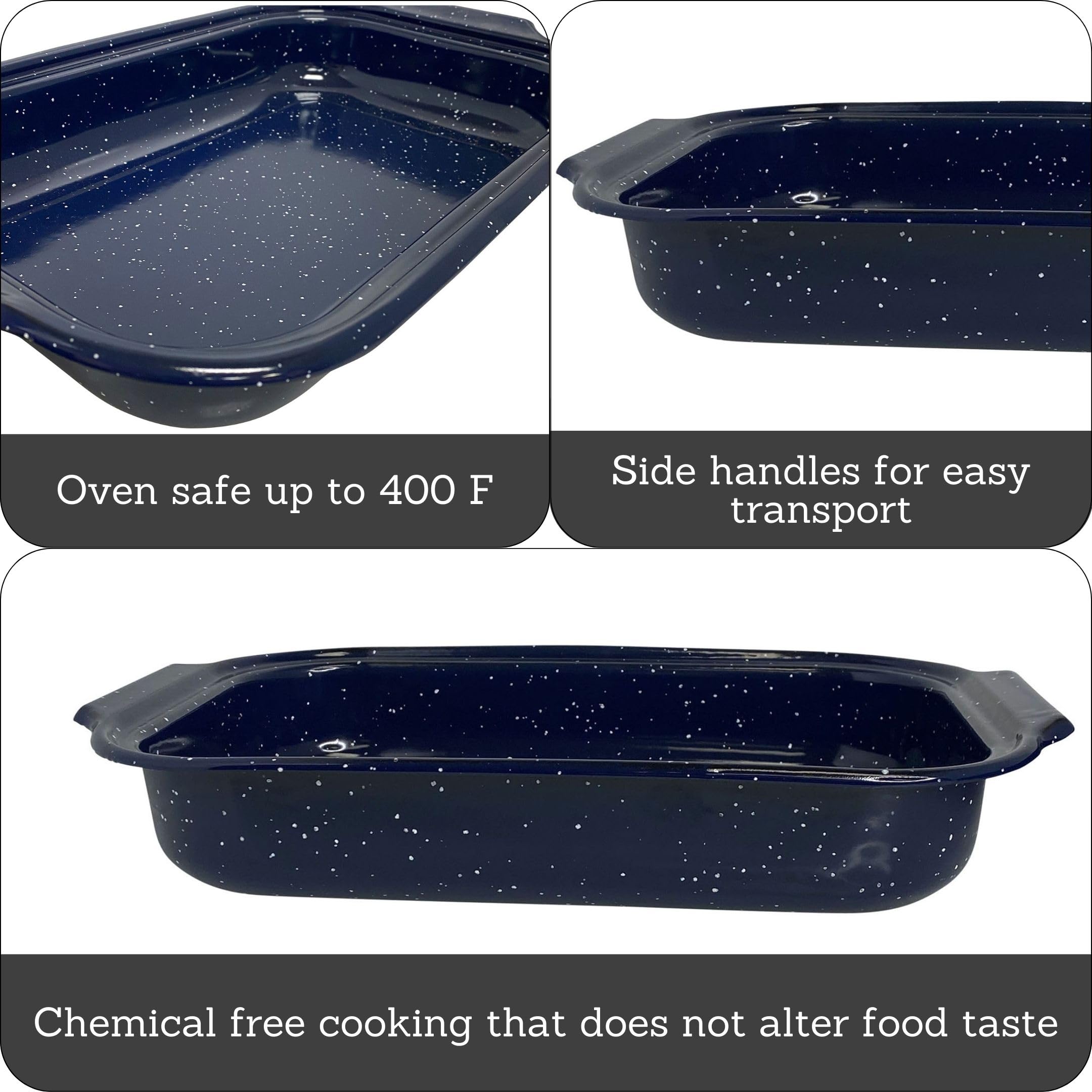 Imusa Traditional Blue Speckled Roaster/Baking Pan 12'' X 7.8