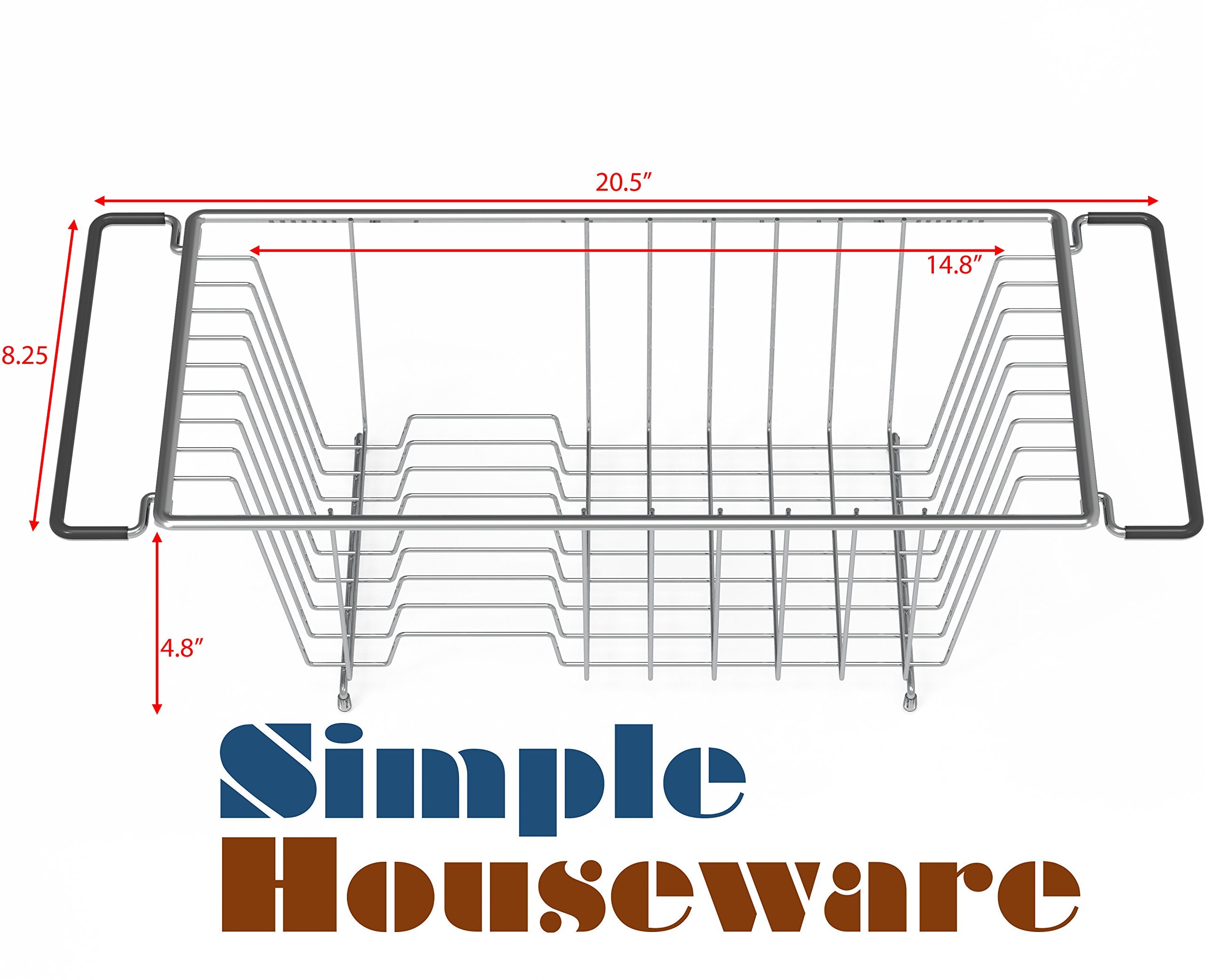 Simple Houseware Over Sink Counter Top Dish Drainer Drying Rack, Chrome