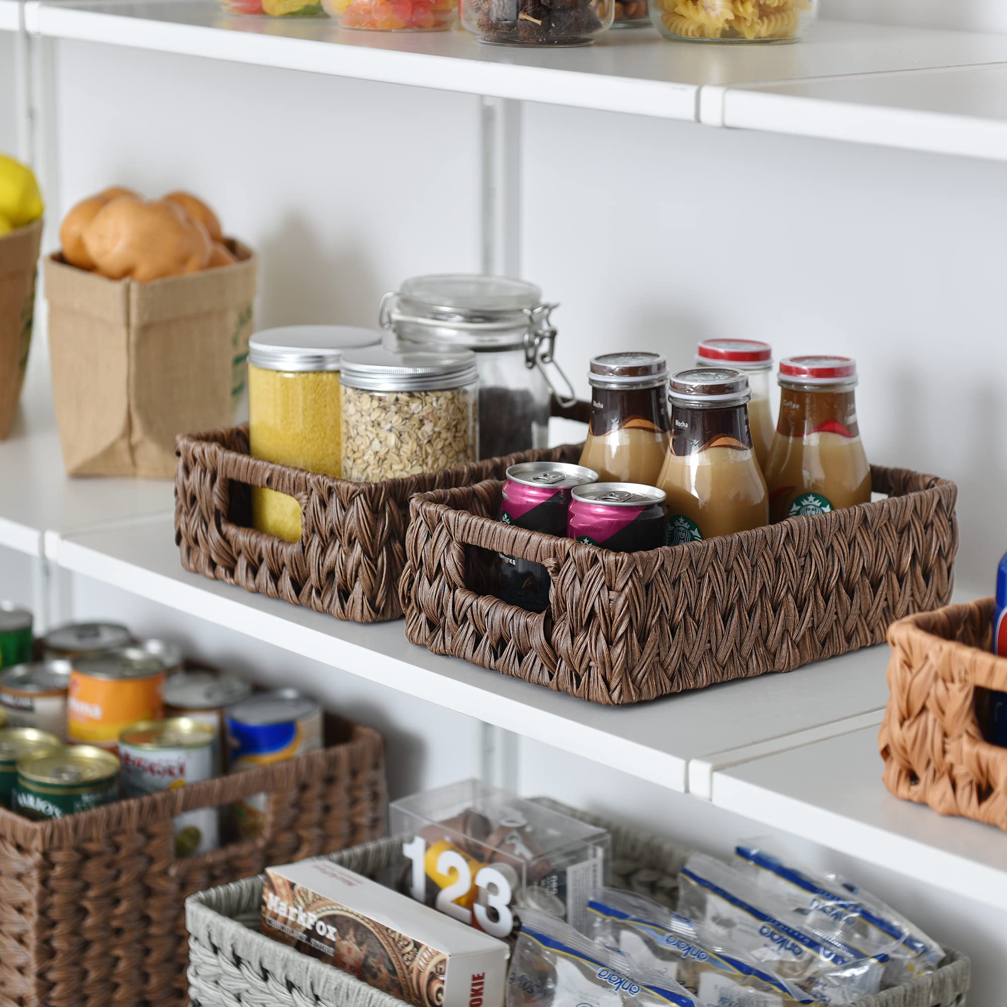 Granny Says Wicker Baskets With Handles,Small Woven Basket For Storage, Waterproof Storage Basket Organizer,Decorative Storage B