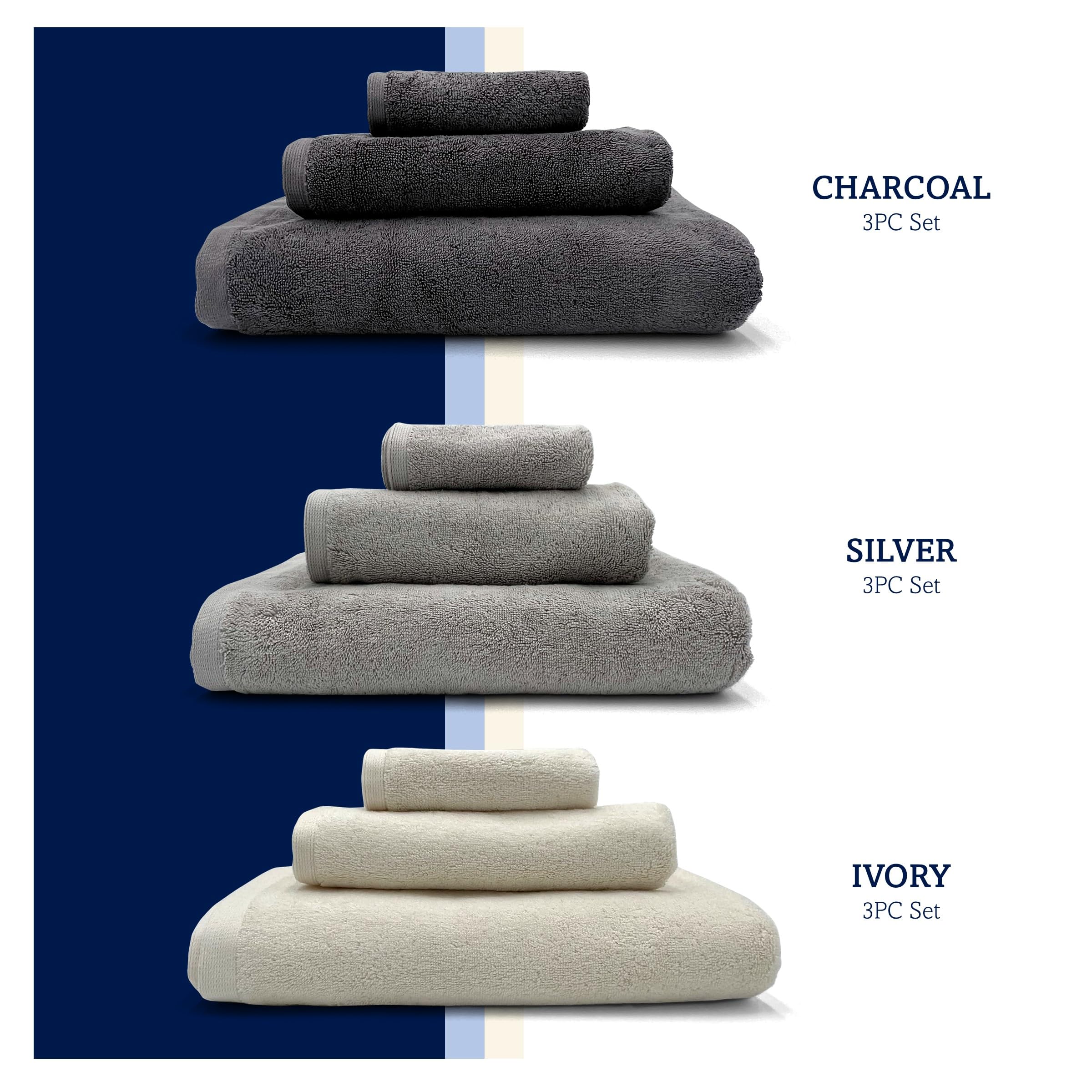 Lincoln & Palm 3 Pc Turkish Towels Set, Thick & Soft 700 Gsm, Silverbac Tech | Bath 58X30, Hand 30X16, Face Washcloth 13X13 (3 P