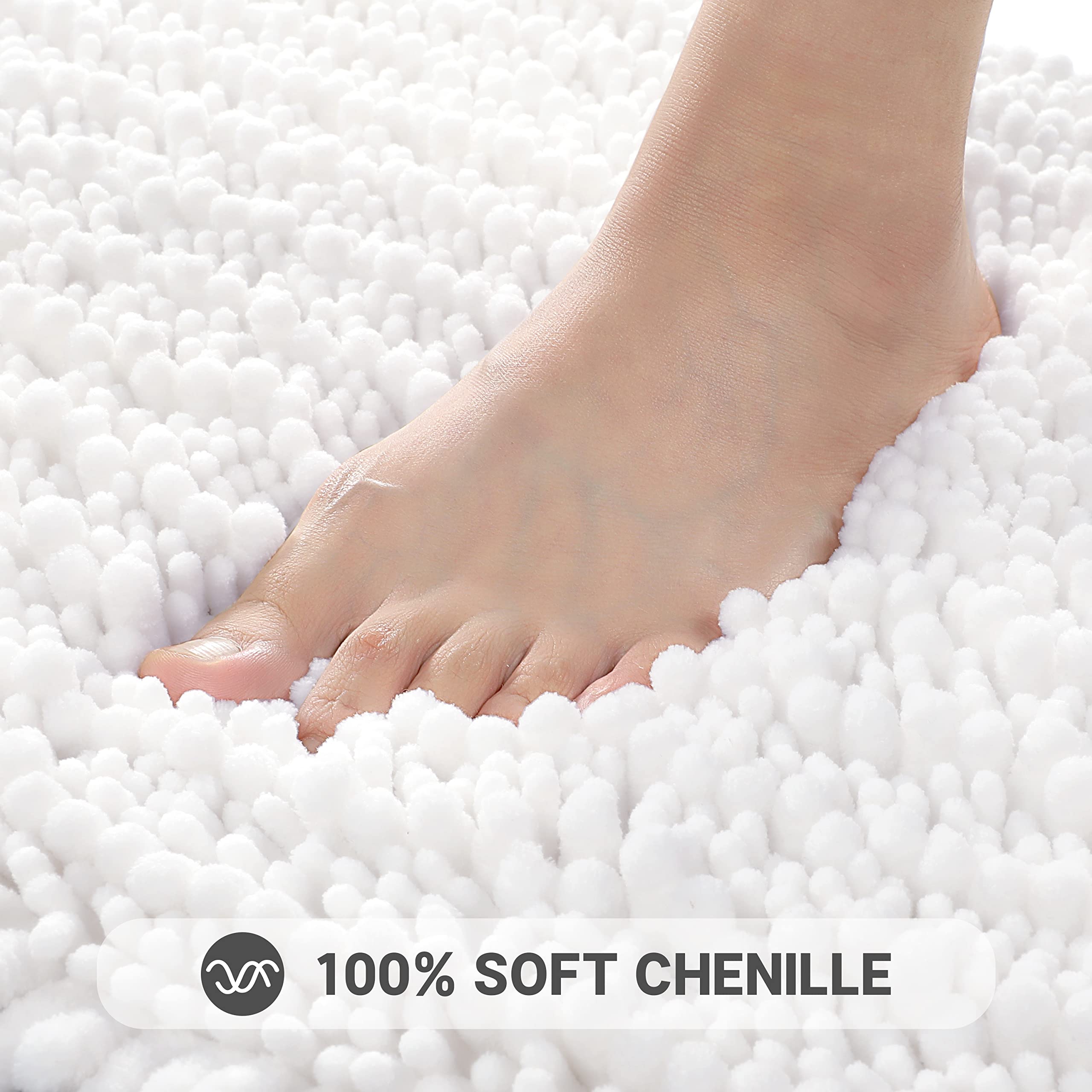 Yimobra Bathroom Rugs Sets 2 Piece, Luxury Fluffy Chenille Bathroom Rugs Toilet Mat, Soft Comfortable Non Slip Bath Rug, Machine