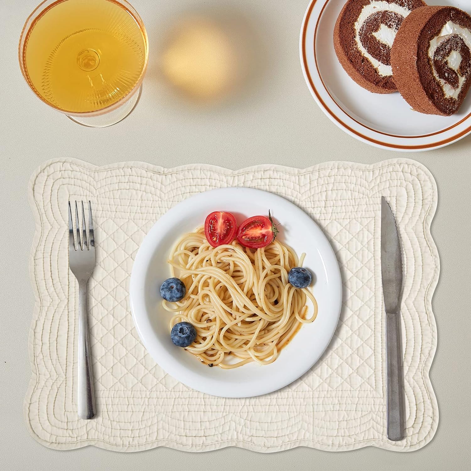 Hombys Quilted Placemats Set Of 4 Washable-Rectangular Placemats For Kitchen Table-100% Cotton Fabric Rectangular Table Mats-Cot