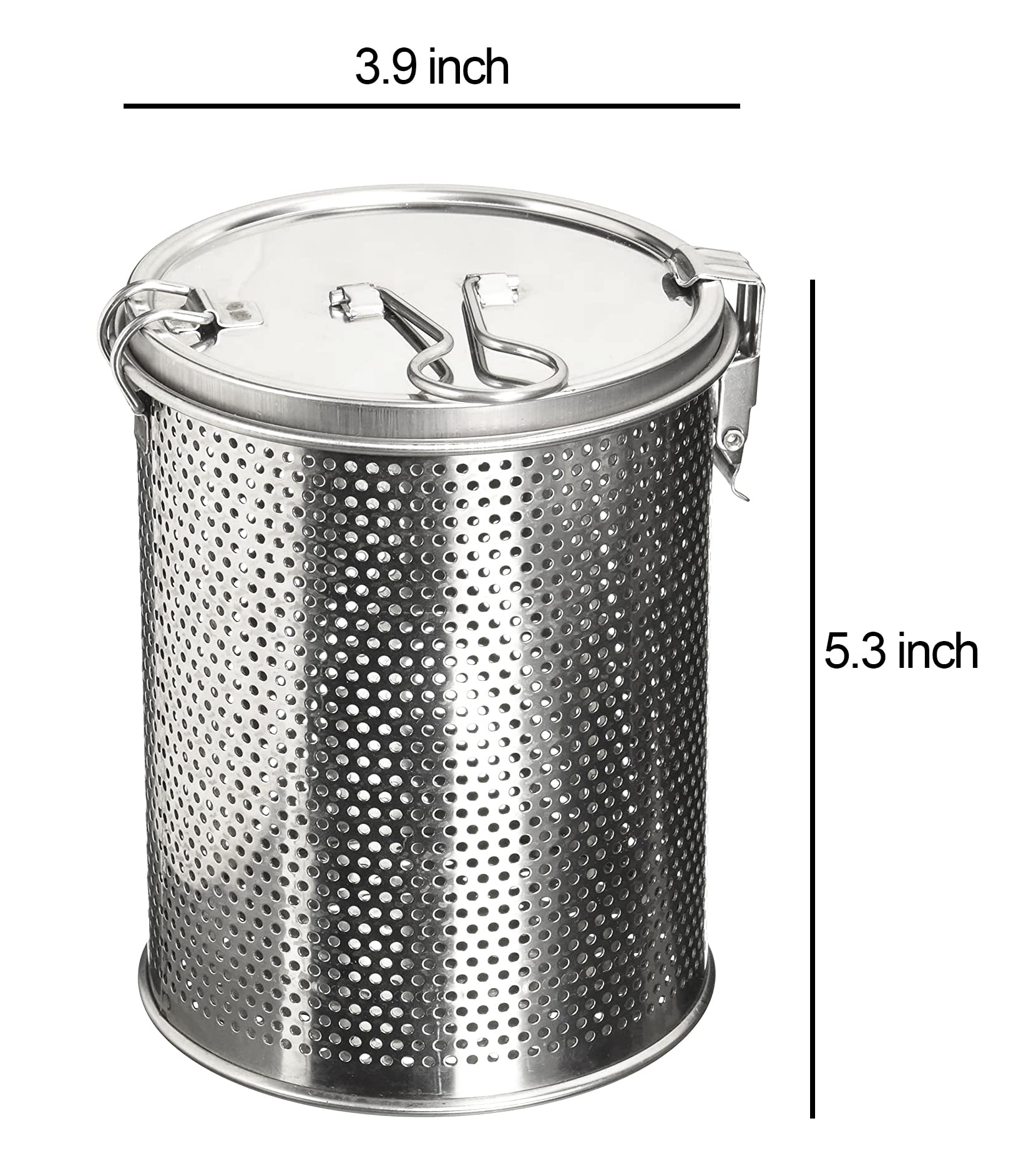Commercial Grade D 3.9'' X H 5.3'' Genuine Stainless Steel 18/8 Perforated Strainer - One Touch Lock System - Restaurant & Home