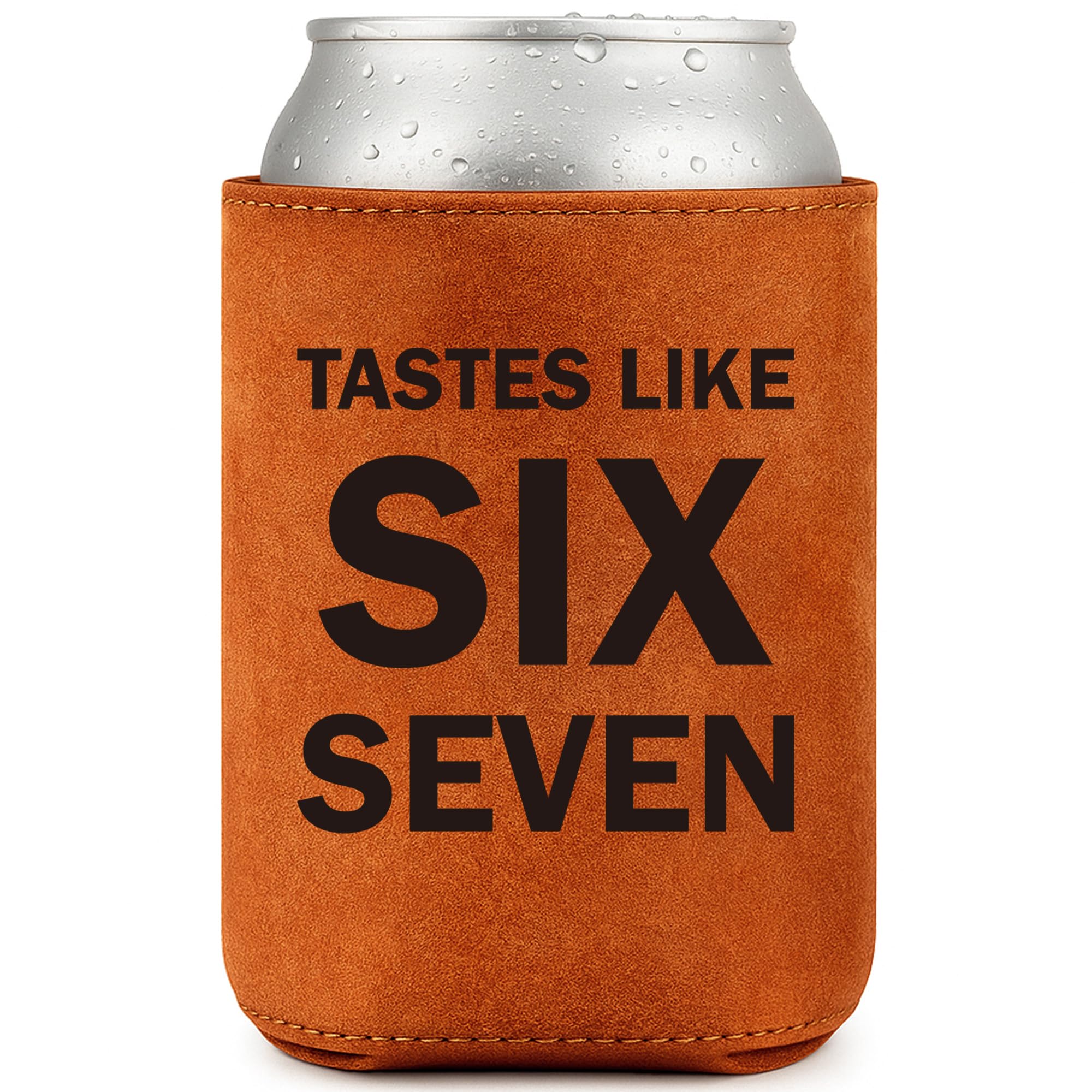 Funny Gifts for Men Him- Novelty Drink Accessory Leather with Tastes Like Six Seven   , Gag Birthday Gift for Men, Husband, Dad,