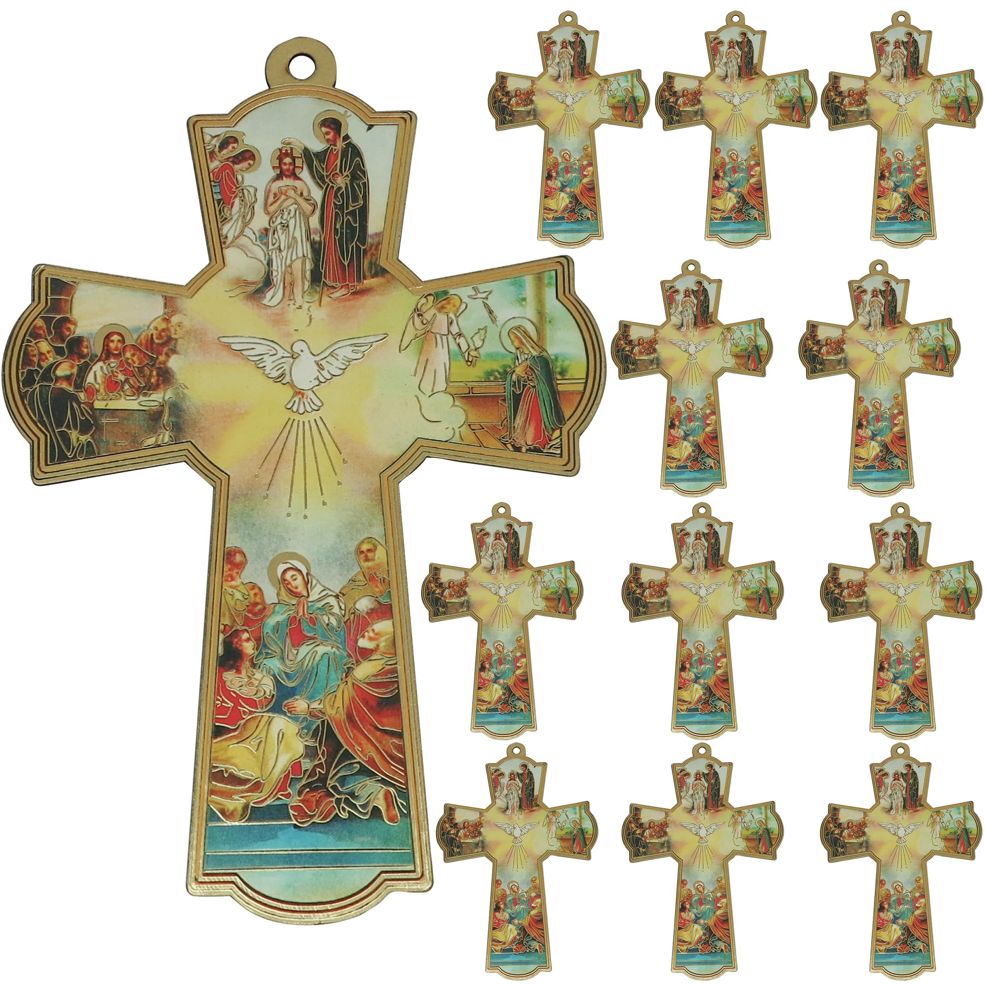 WE 12 Pcs Holy Spirit Wall Cross Baptism Favor/Confirmation Gift/Recuerdos de Bautizo