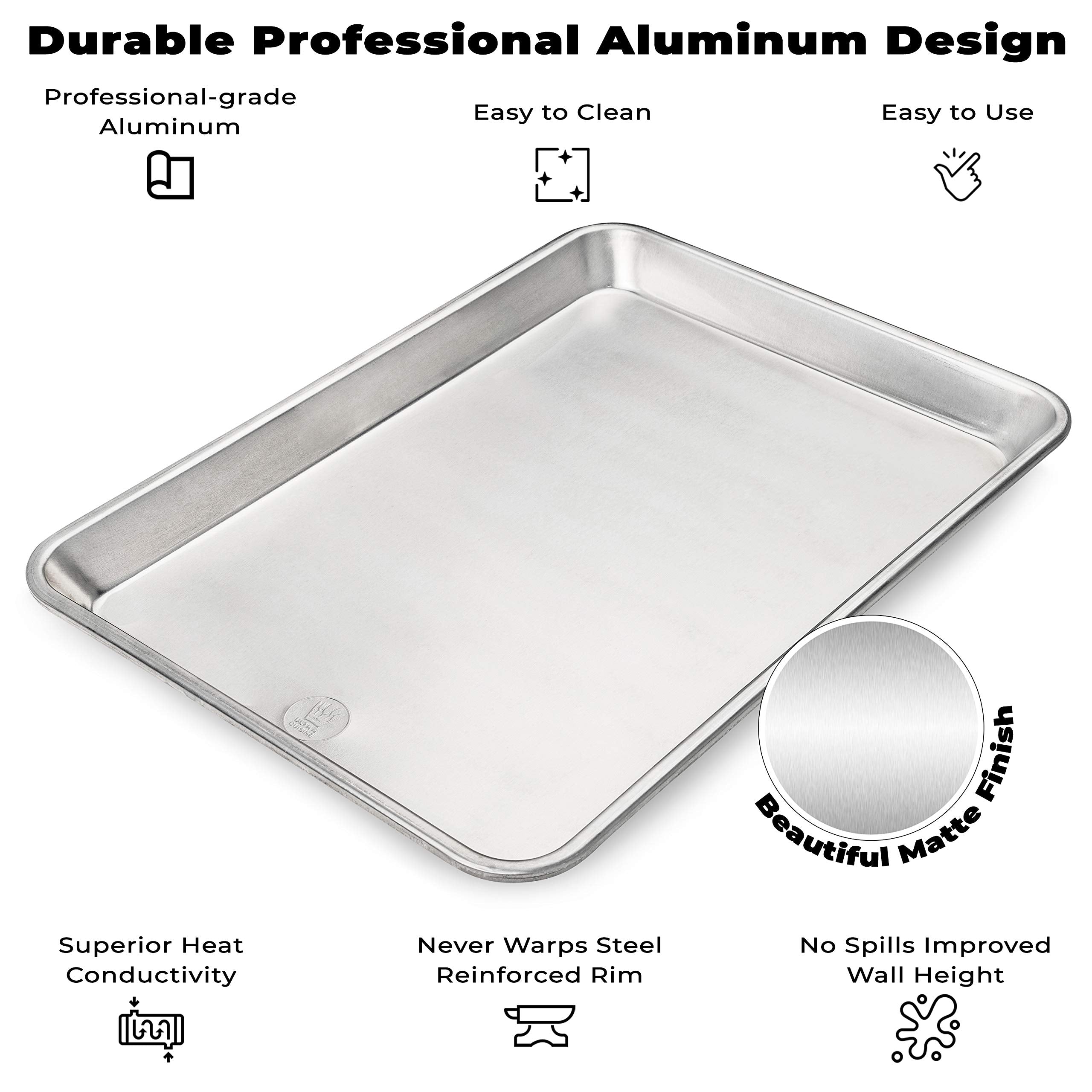 Ultra Cuisine Quarter Sheet Pan With Wire Rack Set - Includes Premium Aluminum Baking Sheet With Stainless Steel Baking Sheet Ra