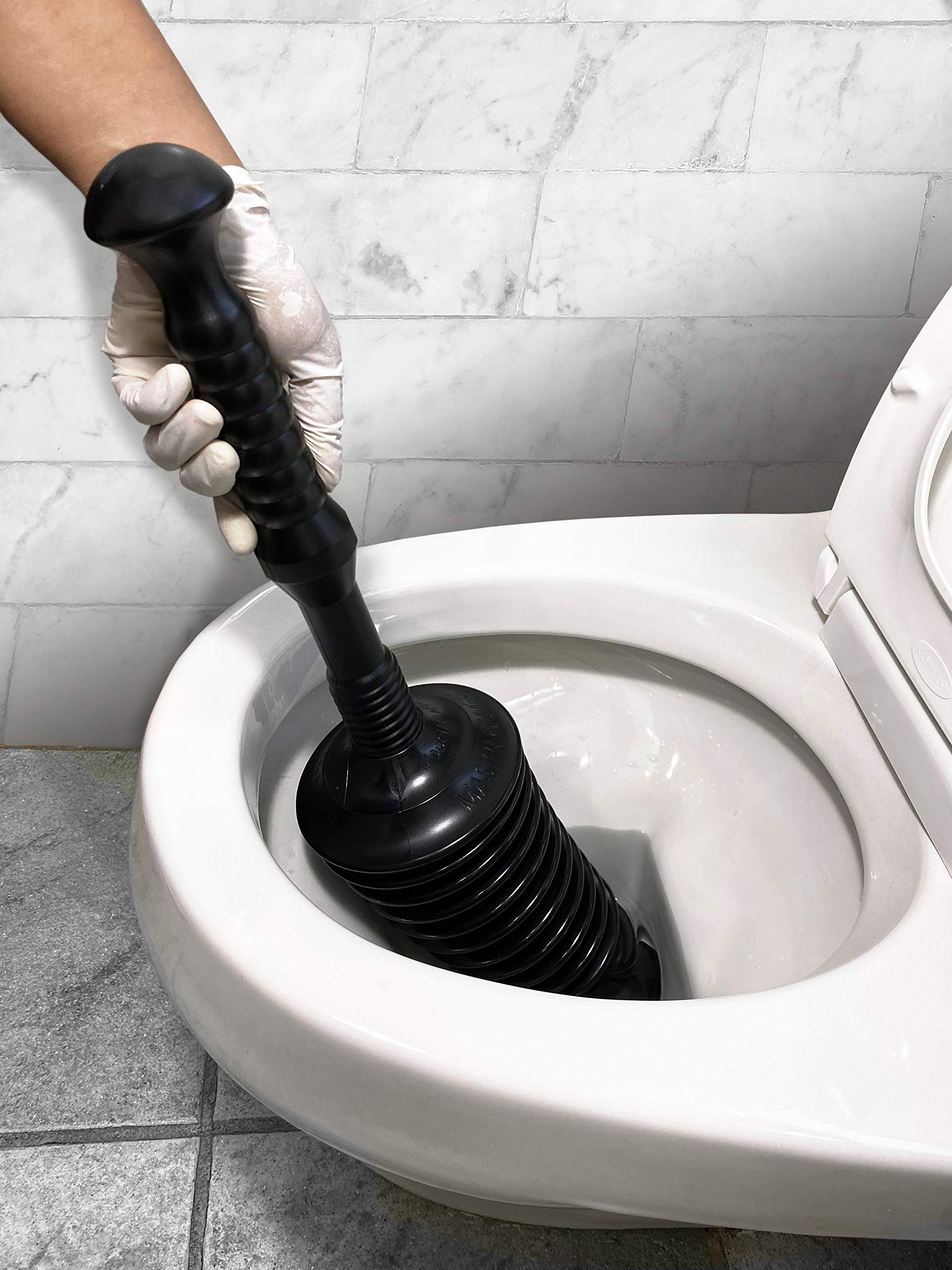 Master Plunger Mp1600 1.6 Gallon Low Flush Toilet Plunger With Funnel Nose Design, Black