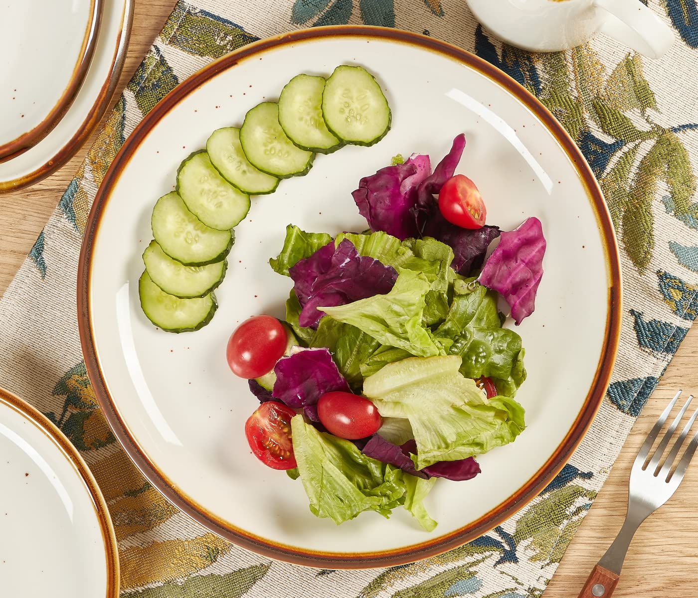 Onemore Ceramic Plates Set Of 6, 8.5 Inch Small Dinner Plates For Appetizer, Salad And Dessert. Oven, Microwave And Dishwasher S