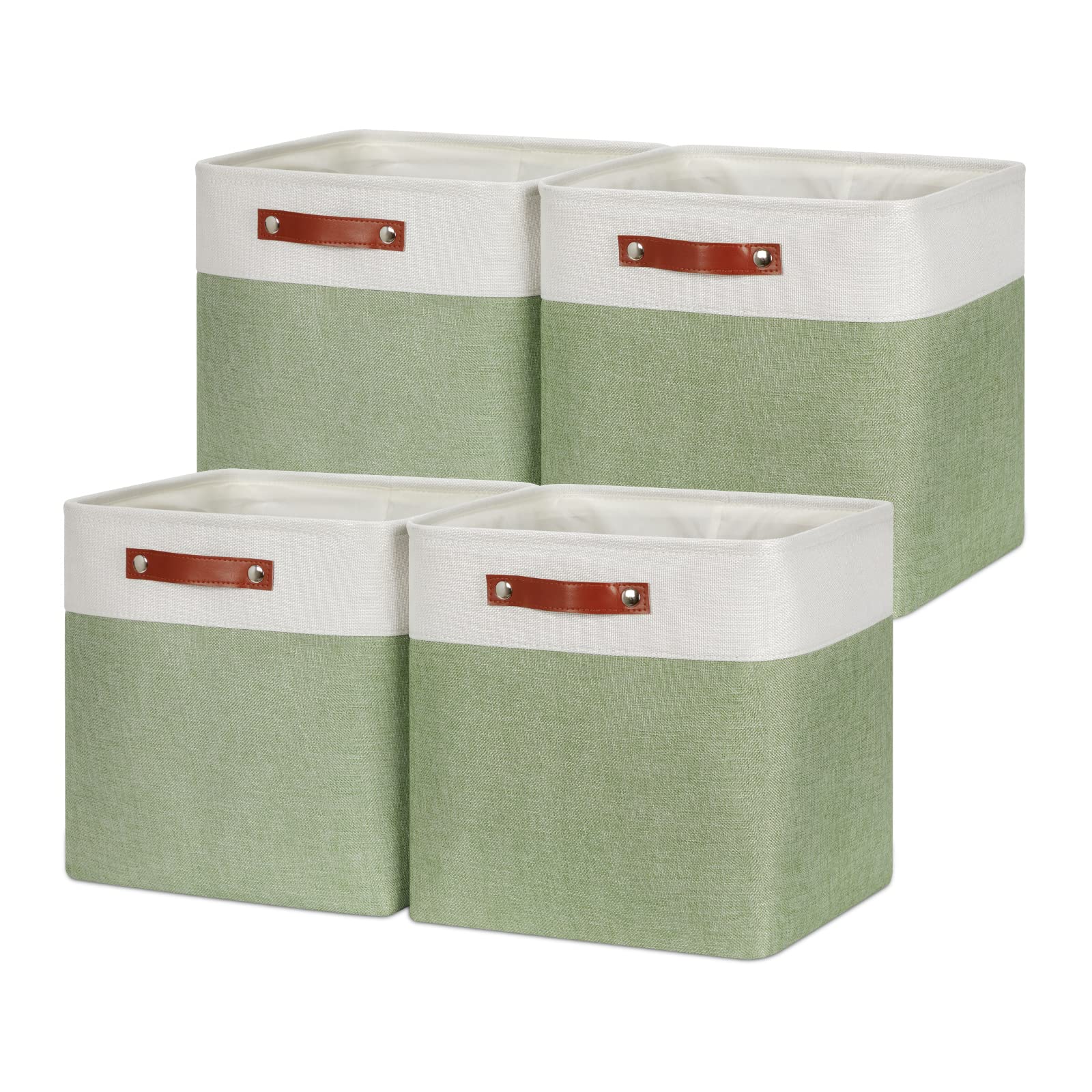 Hnzige Collapsible Fabric Storage Cubes 13X13X13 Set Of 4 Decorative Storage Basket Bin With Handles Storage Cube Basket For Org