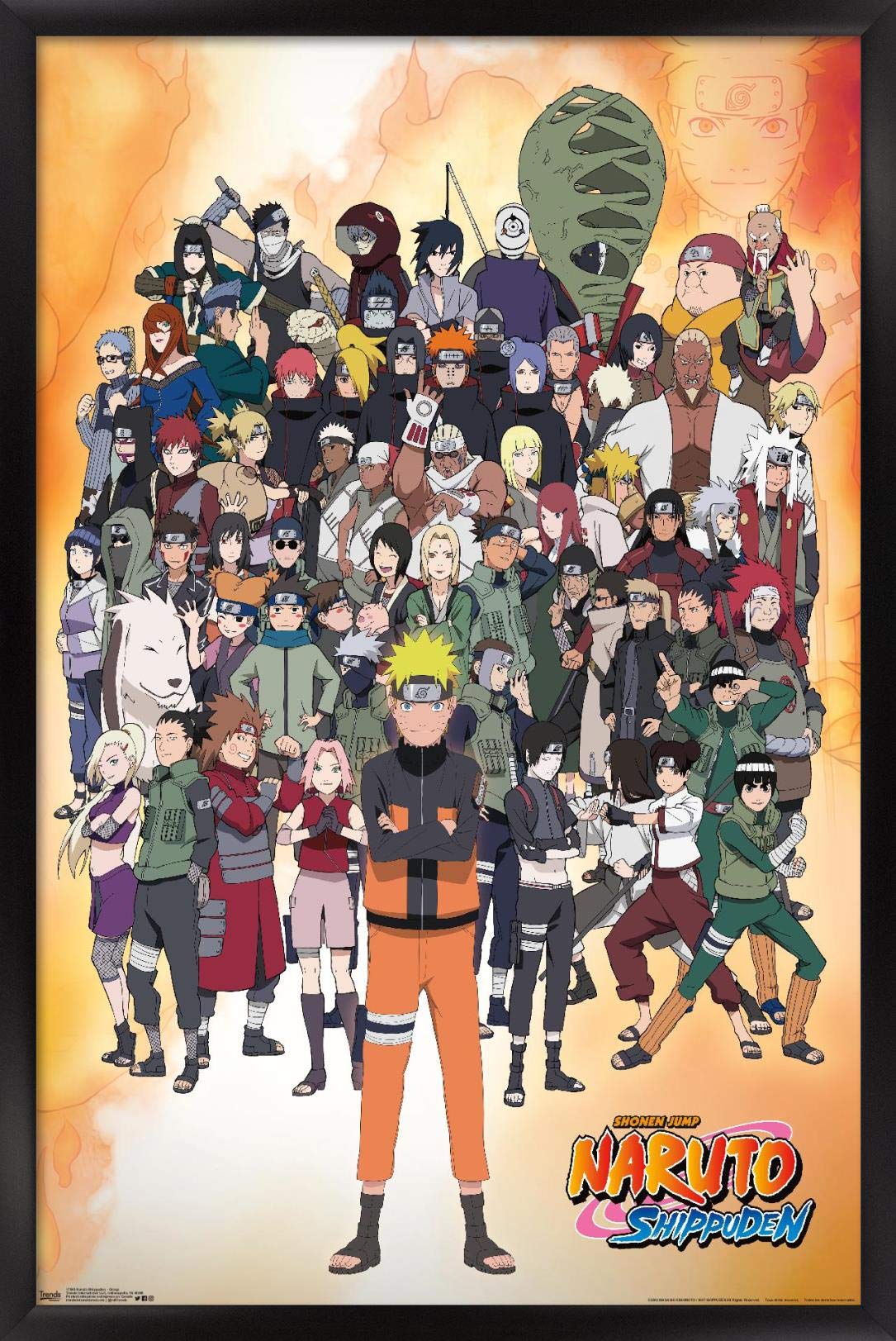 Trends International Naruto Shippuden - Group Wall Poster, 14.725'' X 22.375'', Black Framed Version