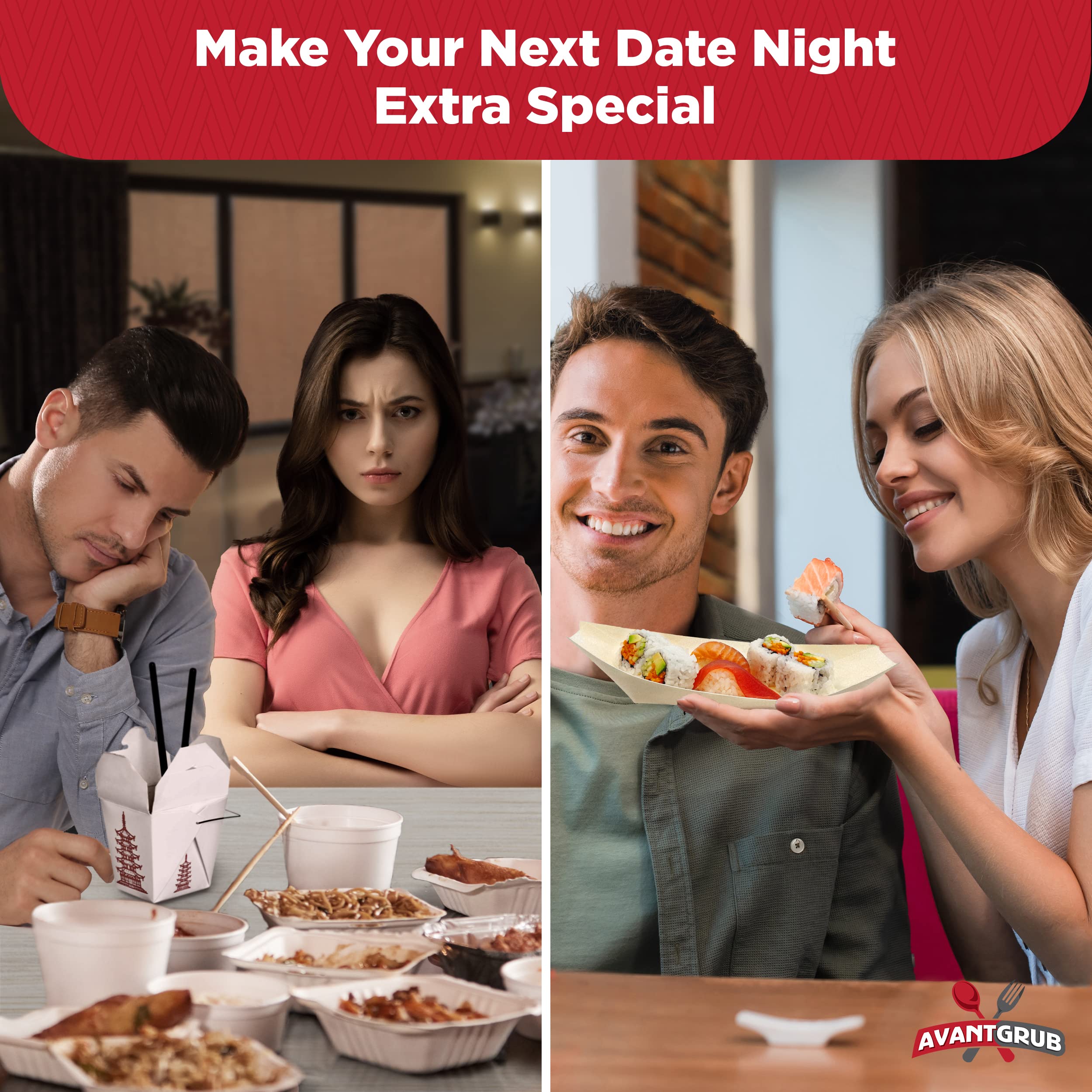 50 Pk Extra Large 10 Biodegradable Sushi Boats. 100% Disposable Appetizer Plates. Compostable Natural Wood Food Trays. Sturdy Po