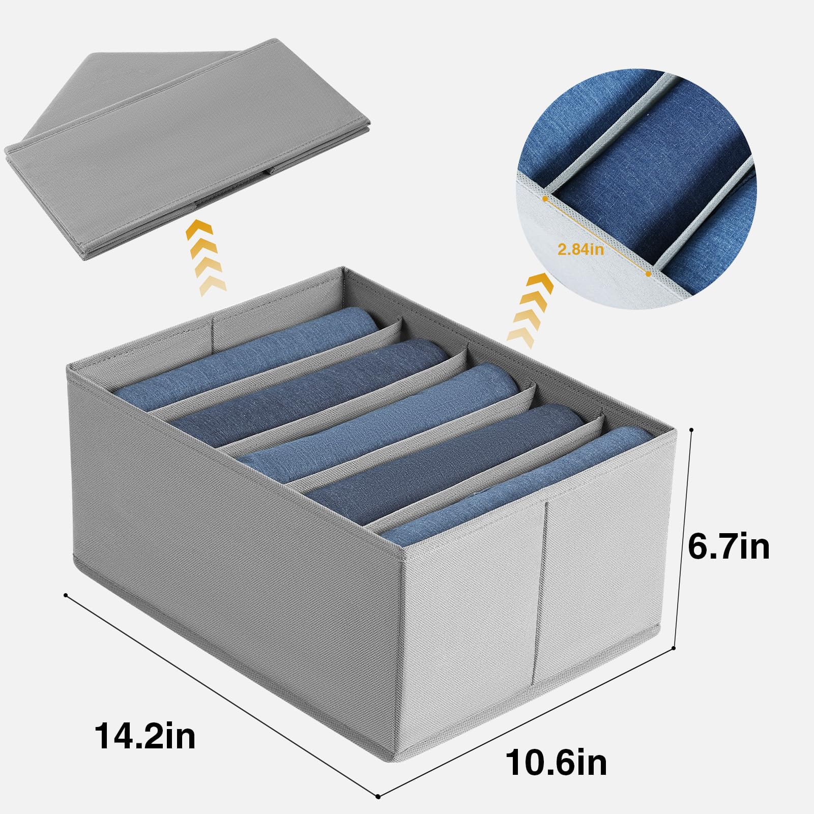 DIMJ Wardrobe Clothes Organizer, Drawer Organizers for Clothing with 5 Compartments, Fabric Closet Organizer for Clothes, Jeans