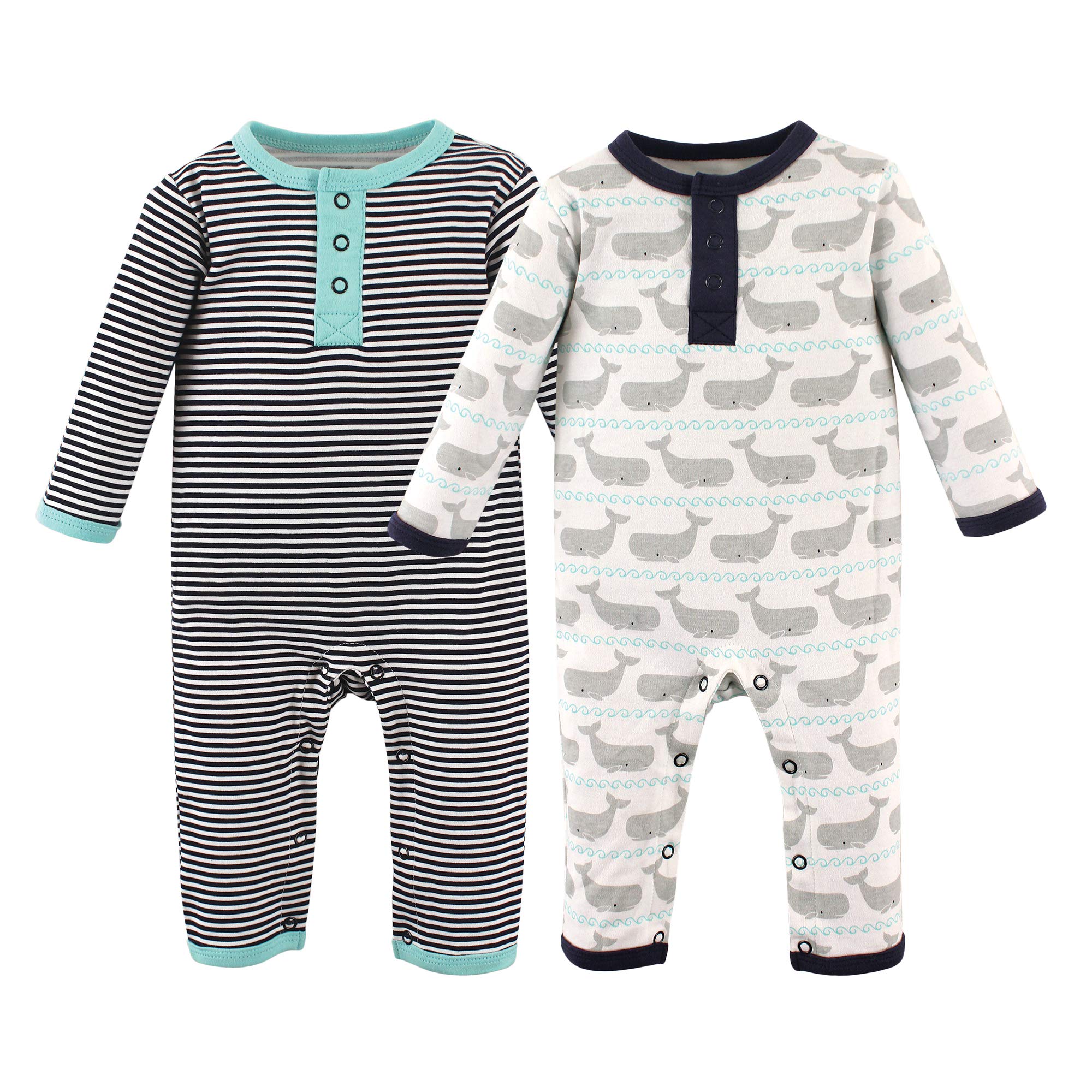 Hudson Baby Unisex Baby Cotton Coveralls Whale, 3-6 Months
