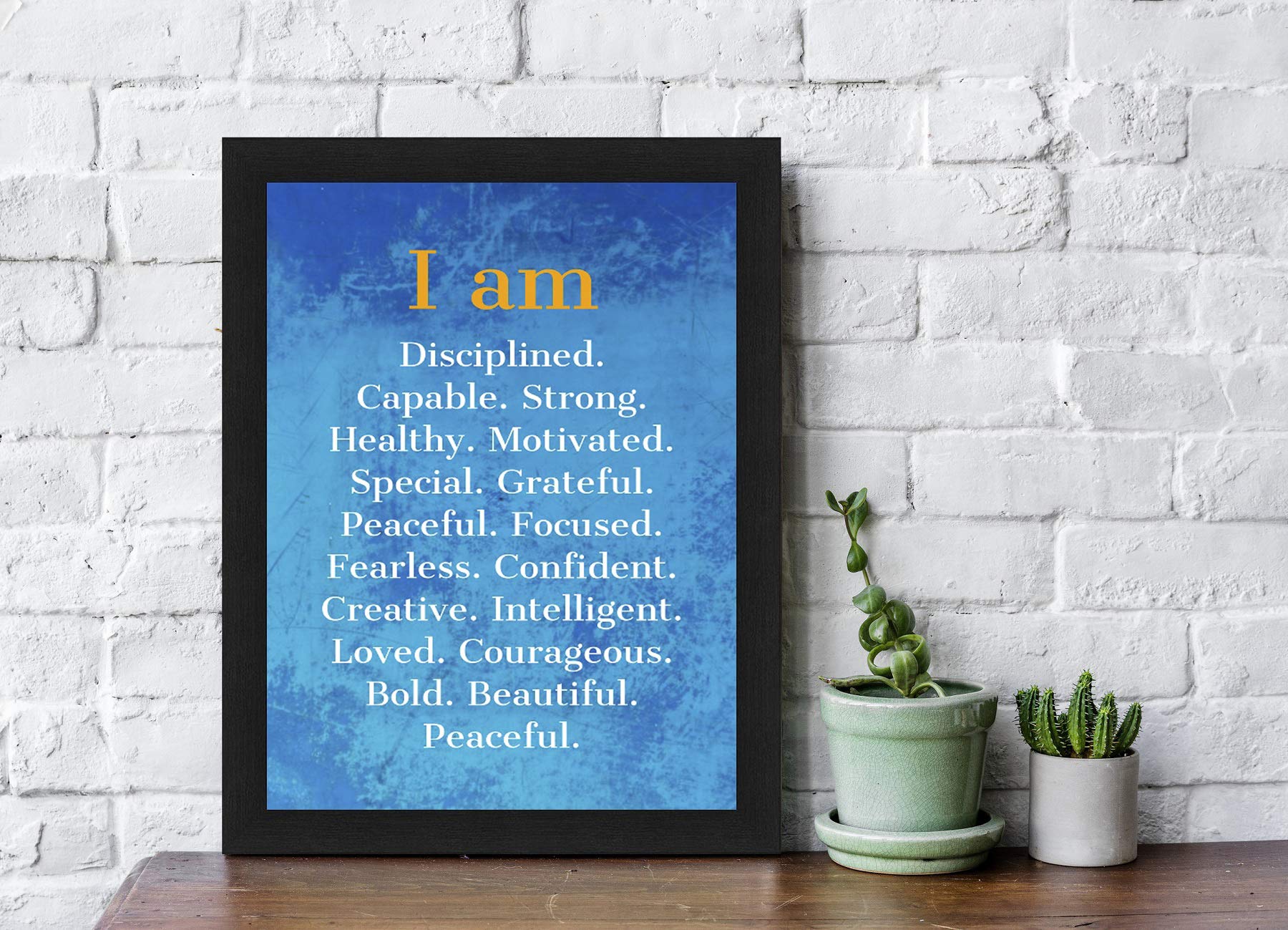 Interio Crafts Self Positive Affirmations Motivational Posters With Frame For Home Wall Decor - Blue (Frame Size :13X10 Inches)