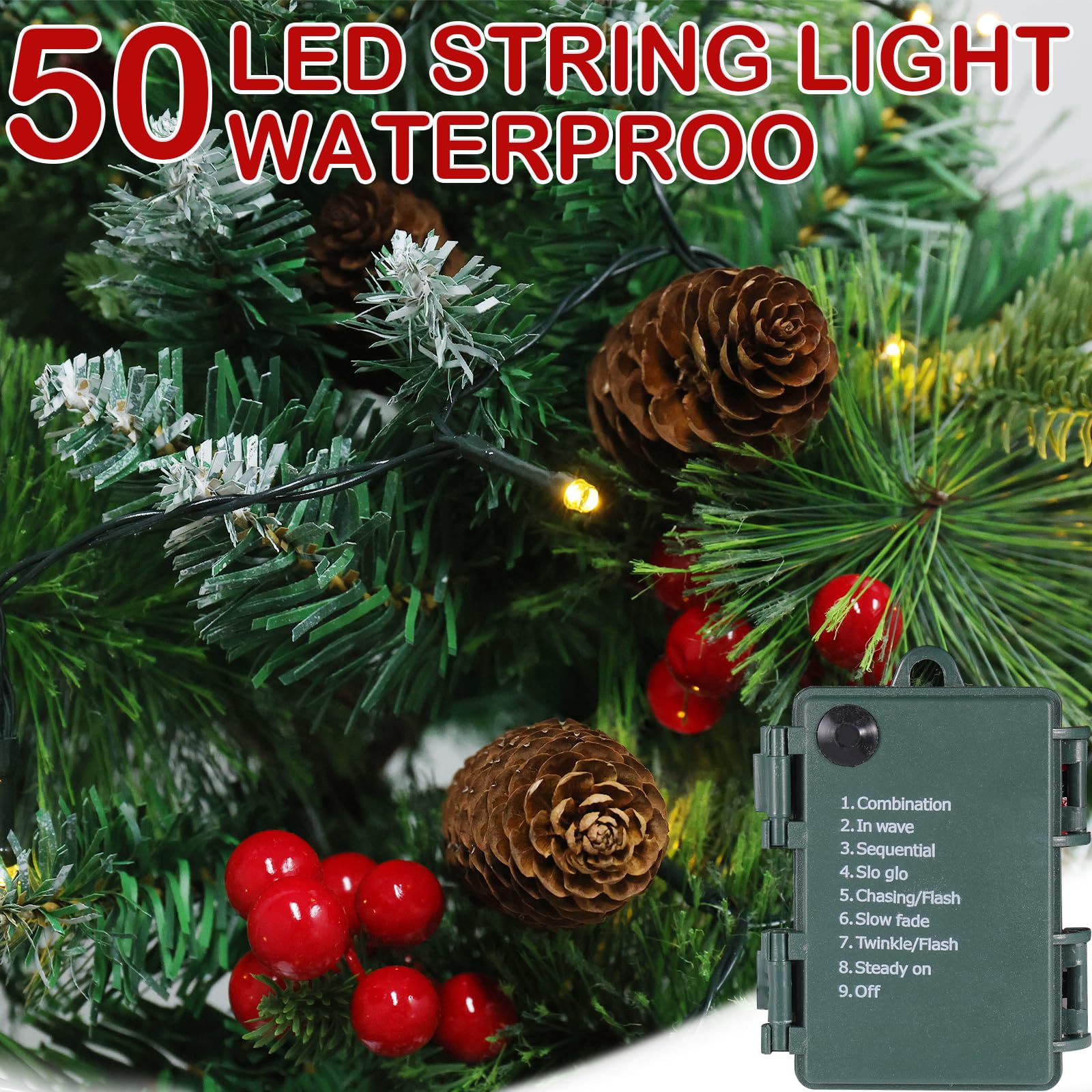 2 Pack 24Inch Prelit Christmas Trees,Outdoor Frosted Urn Fillers 150 Branches Battery Operated 50 LEDs Dual Color Change with Ti