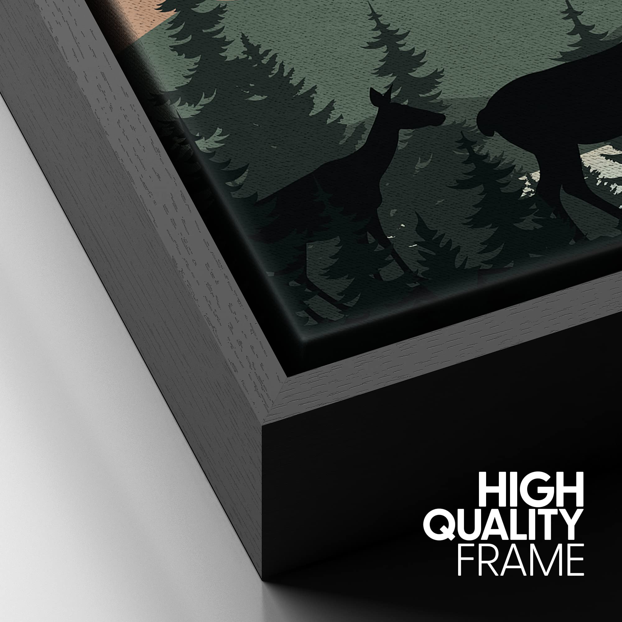 Signford Framed Canvas Print Wall Art Woodland Nursery Decor Sunlight Mountain Pine Forest Lake Nature Wilderness Modern Art Dec