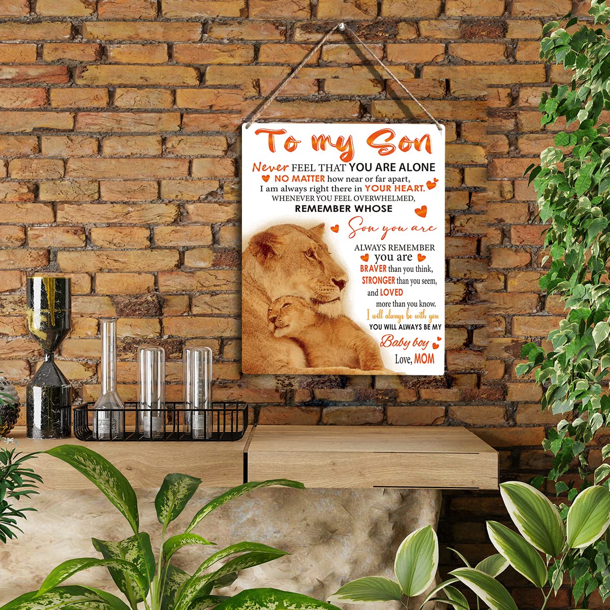 To My Son Wooden Hanging Sign from Mom Son Gifts Family Wall Decor for Bedroom Living Room Birthday Christmas Thanksgiving Gifts