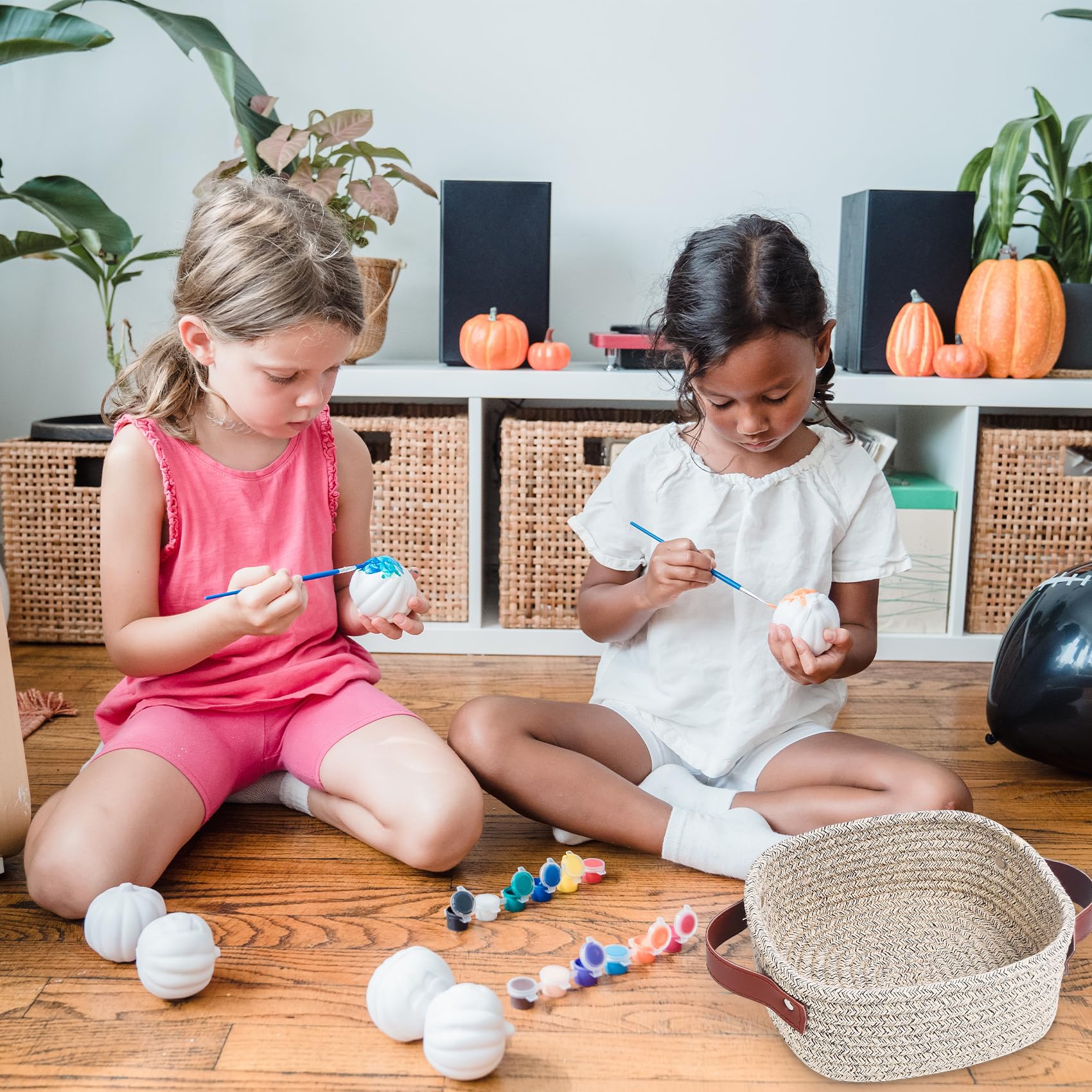 Abenkle Small Storage Basket, Mini Basket, Cute Tiny Cotton Rope Woven Basket, Square Shelf Basket, Boho Decorative Toy Dog Cat