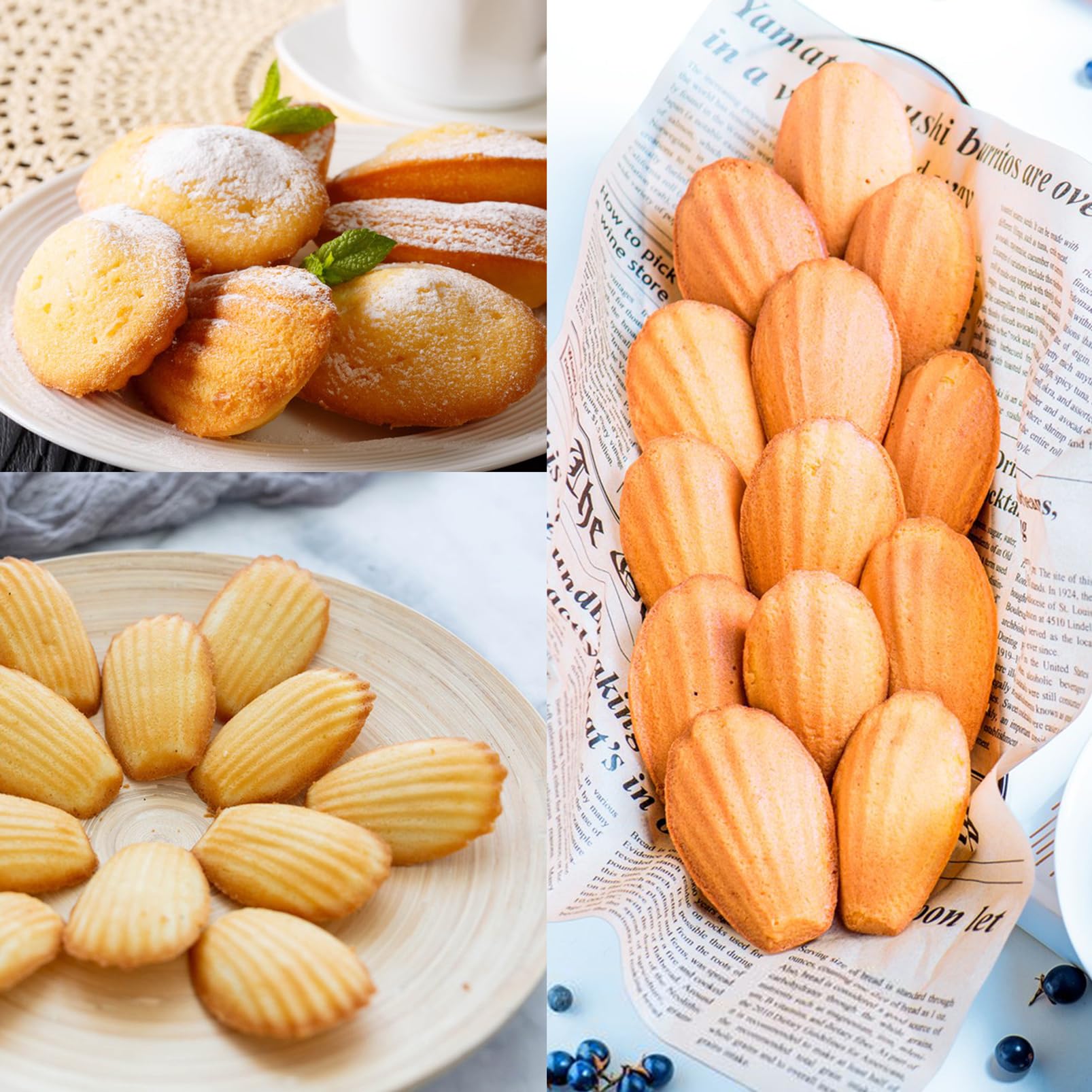 Jjyhehot 2 Pcs Silicone Madeleine Pan, 9 Cavity Madeline Baking Pan, Shell Shaped Cookies Cake Pan
