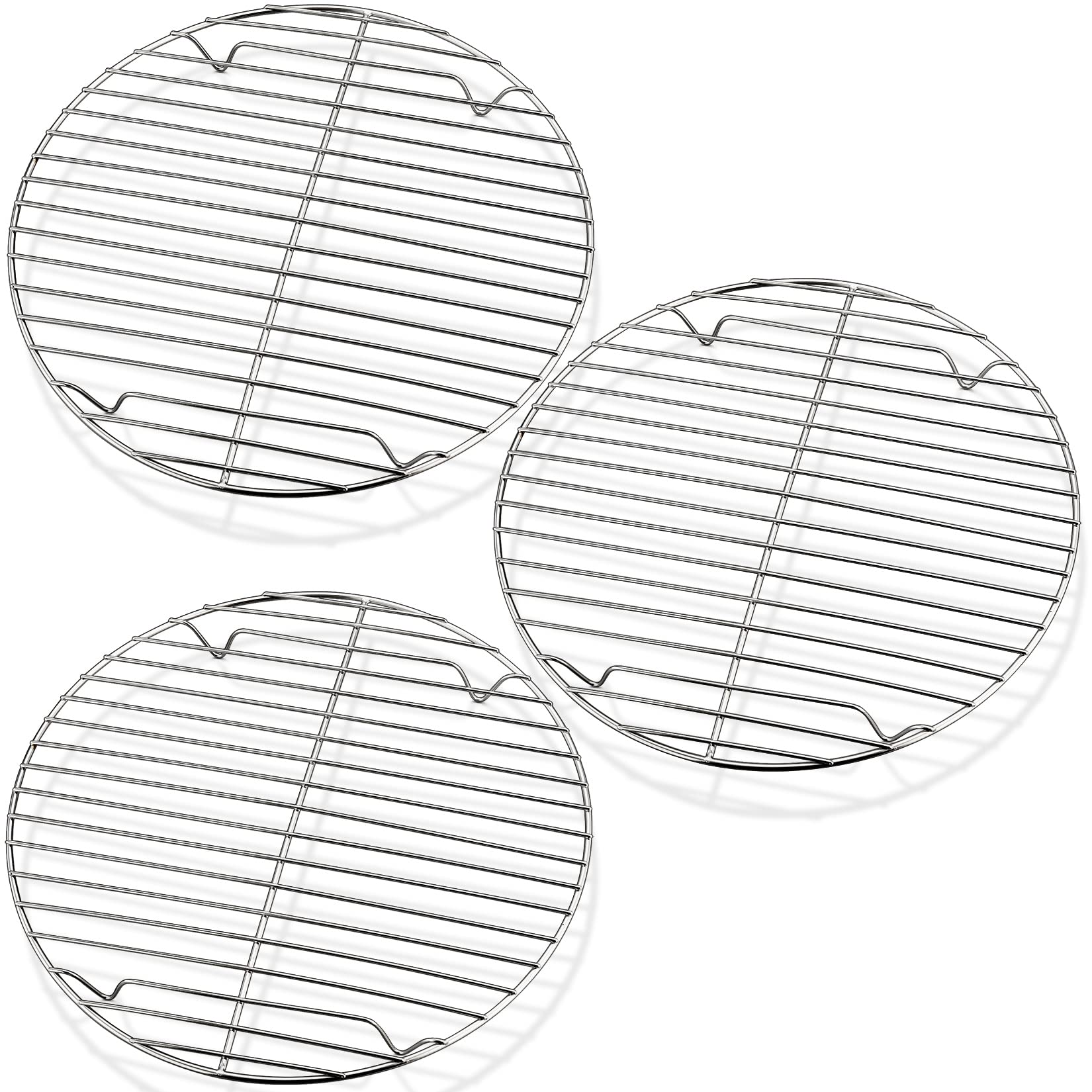 P&P Chef 9 Inch Round Cooking Rack (Set Of 3), Stainless Steel Baking Cooling Steaming Racks For Home Kitchen, Fits In Air Fryer