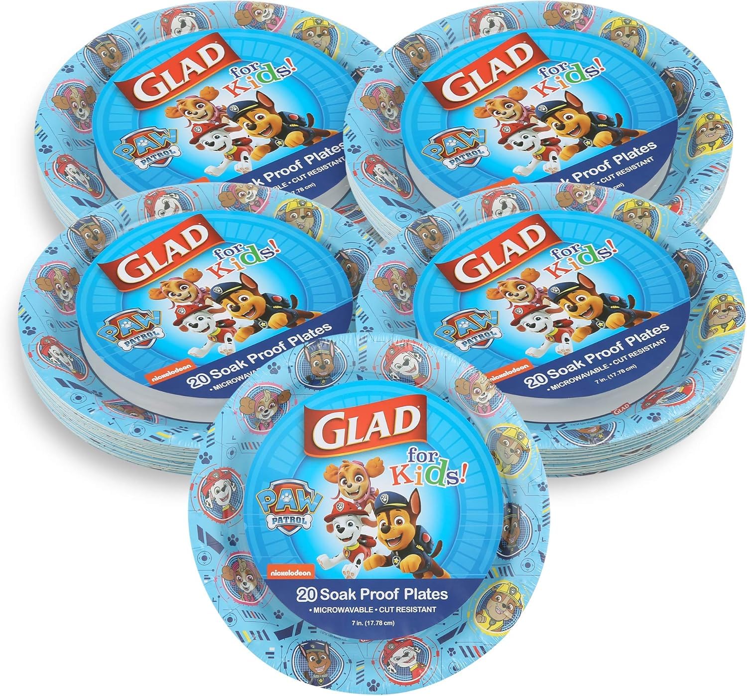 Glad for Kids Paw Patrol Disposable Paper Plates, Heavy Duty Soak Proof Microwavable Kids Plates for Parties, Birthdays, and Eve