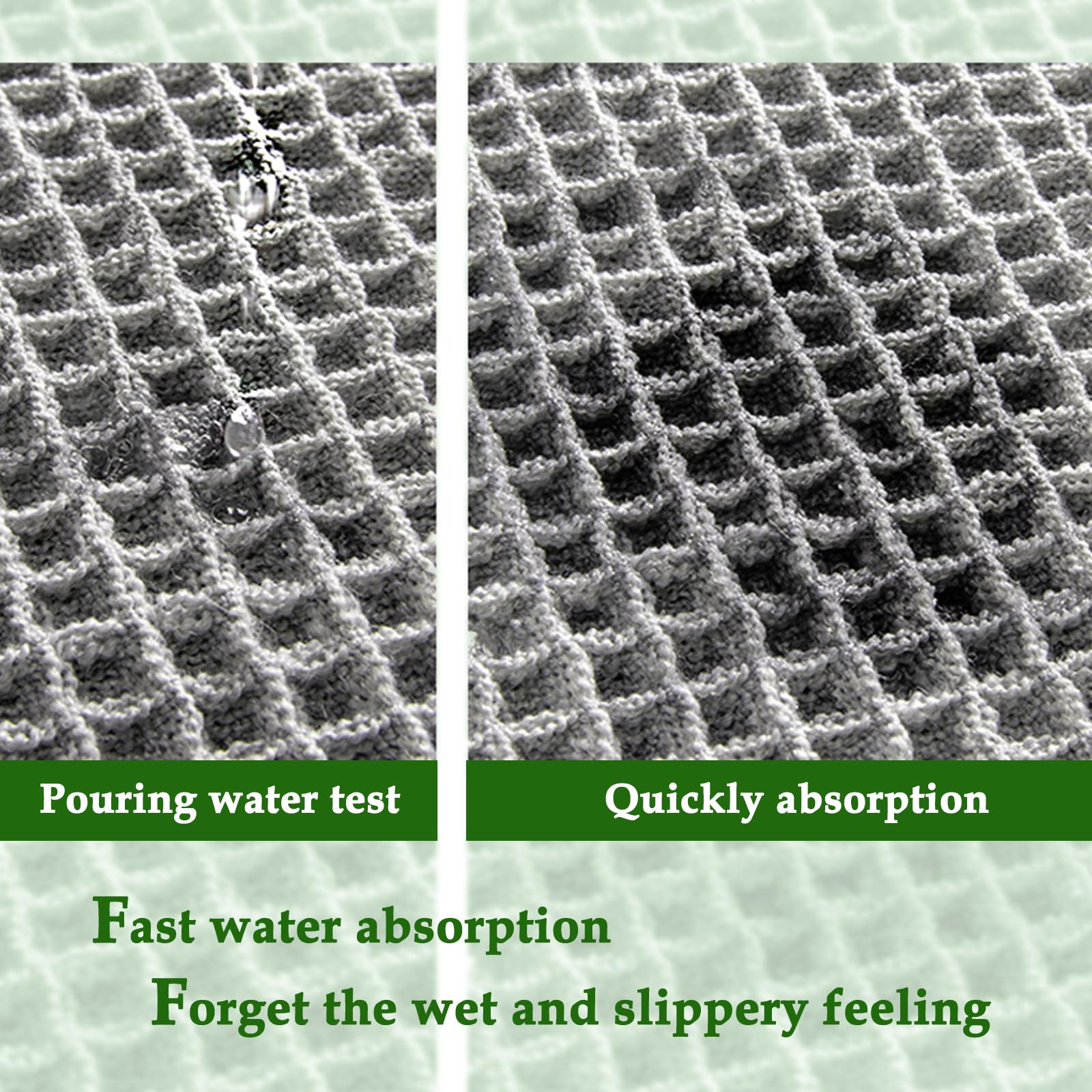 Zall Grey Waffle Bath Mat,Super Absorbent Non Slip Bathroom Rug,Gray 24X36Inch,Machine Washable Ultra Soft Floor Mats