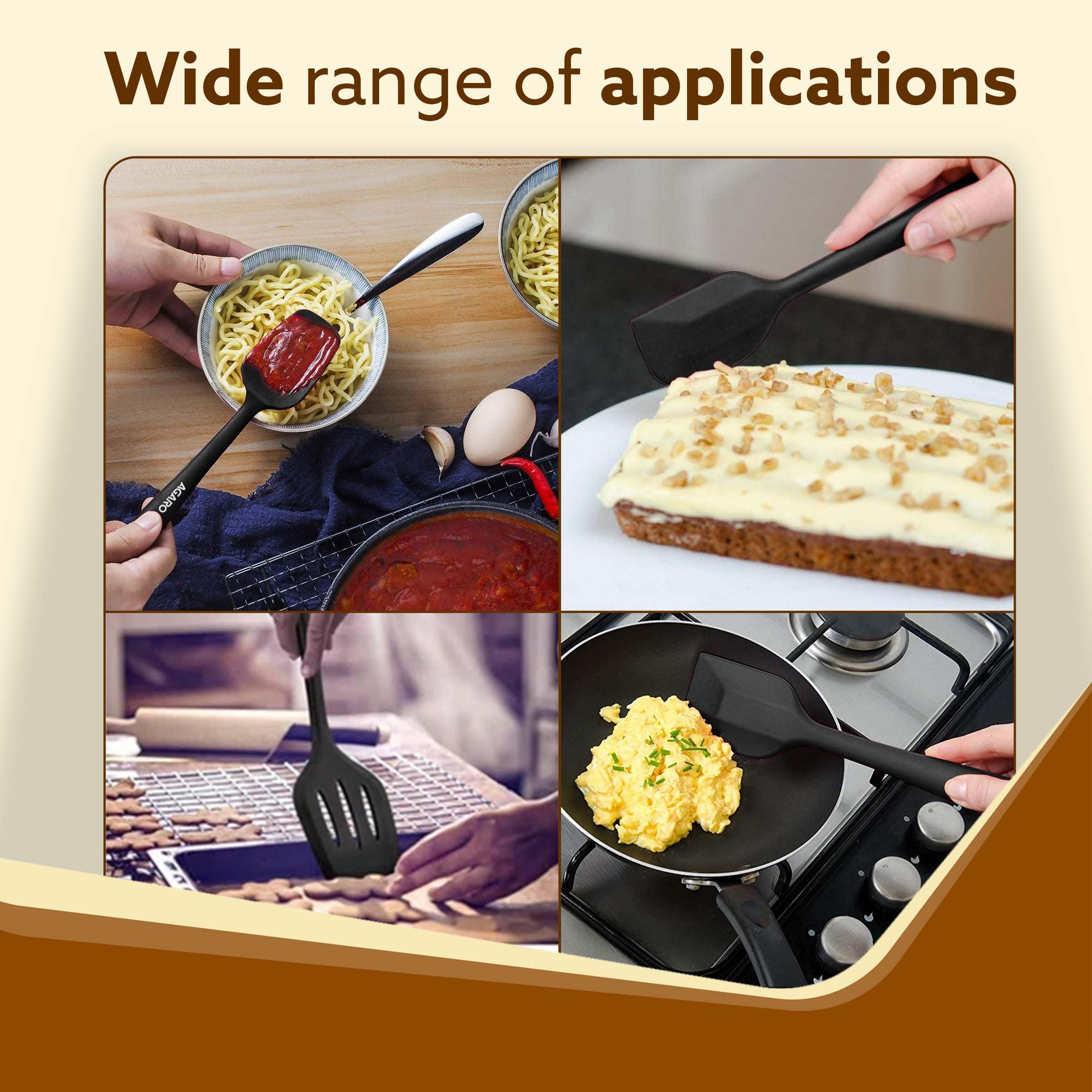 AGARO Deluxe Silicone Spatula Set of 3, Heat Resistant, Cooking, Baking and Mixing, Non-Stick Cookware, BPA Free, Seamless Desig