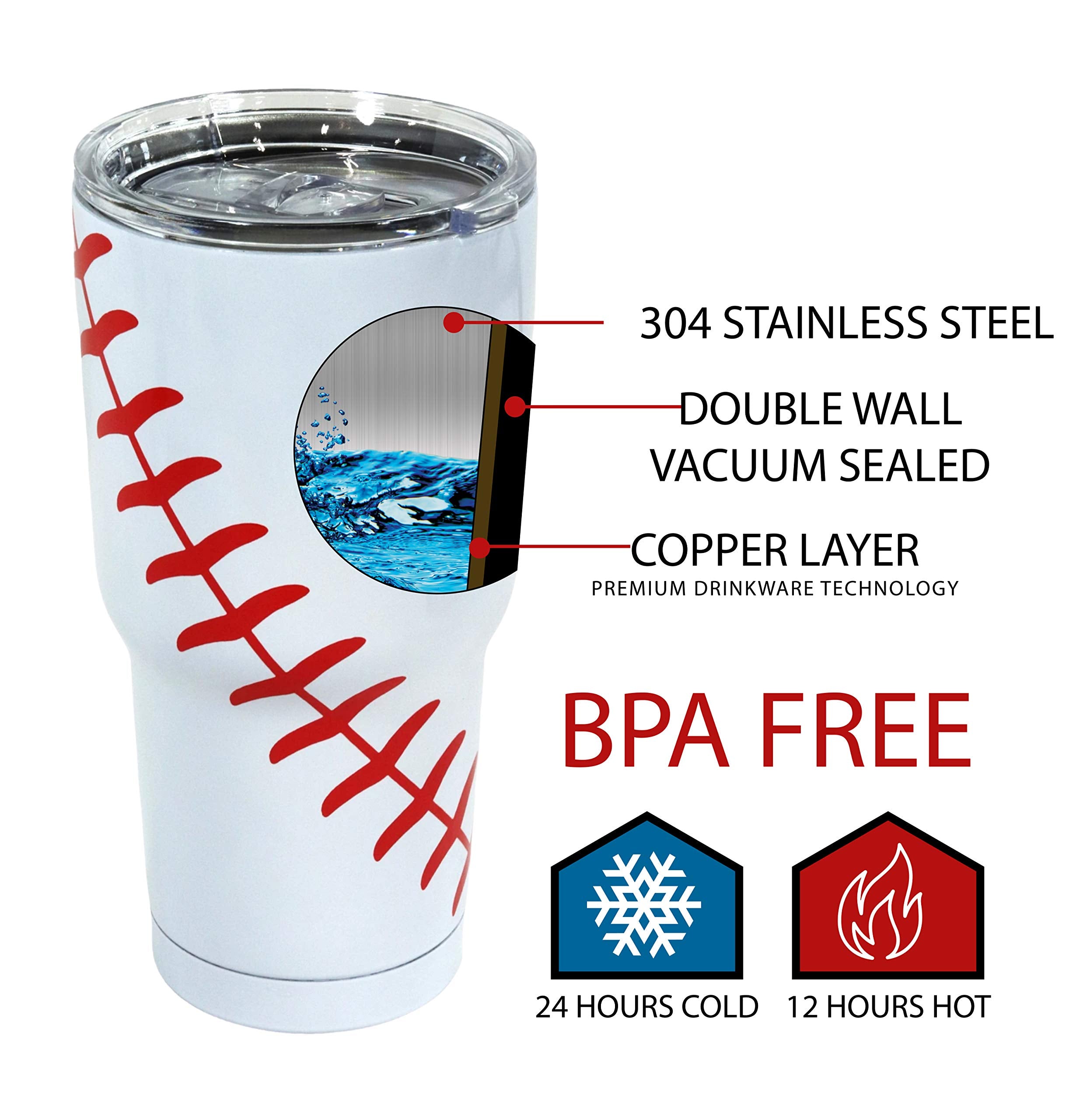 Football Tumbler Cup 30 Oz With Lid, Straw And Cleaner, Gift For Mom Men Sports Travel Coffee Mug, Stainless Steel, Vacuum Insul
