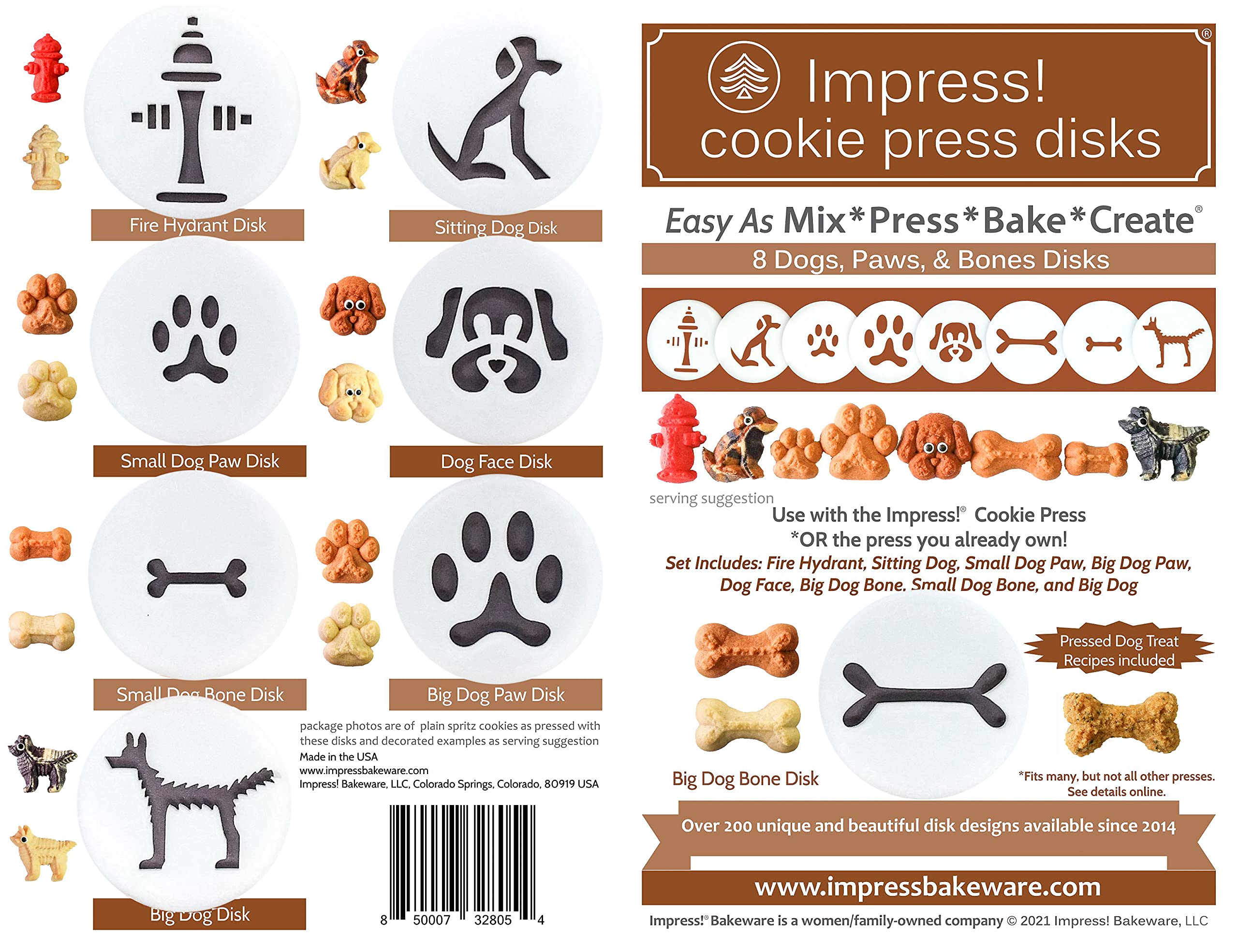 Dogs, Paws & Bones 8 Disk Set For Cookie Presses