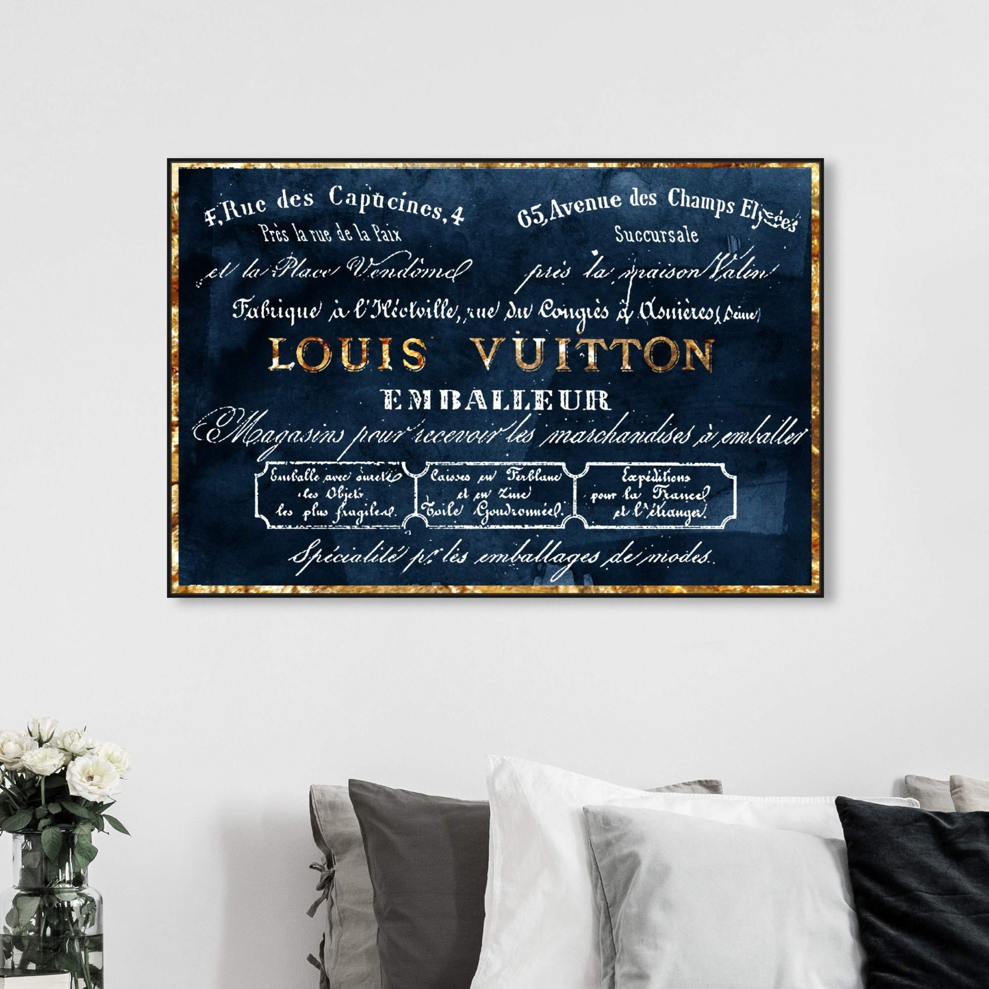 Fashion And Glam Framed Wall Art Canvas Prints 'Emballeur Navy' Road Signs