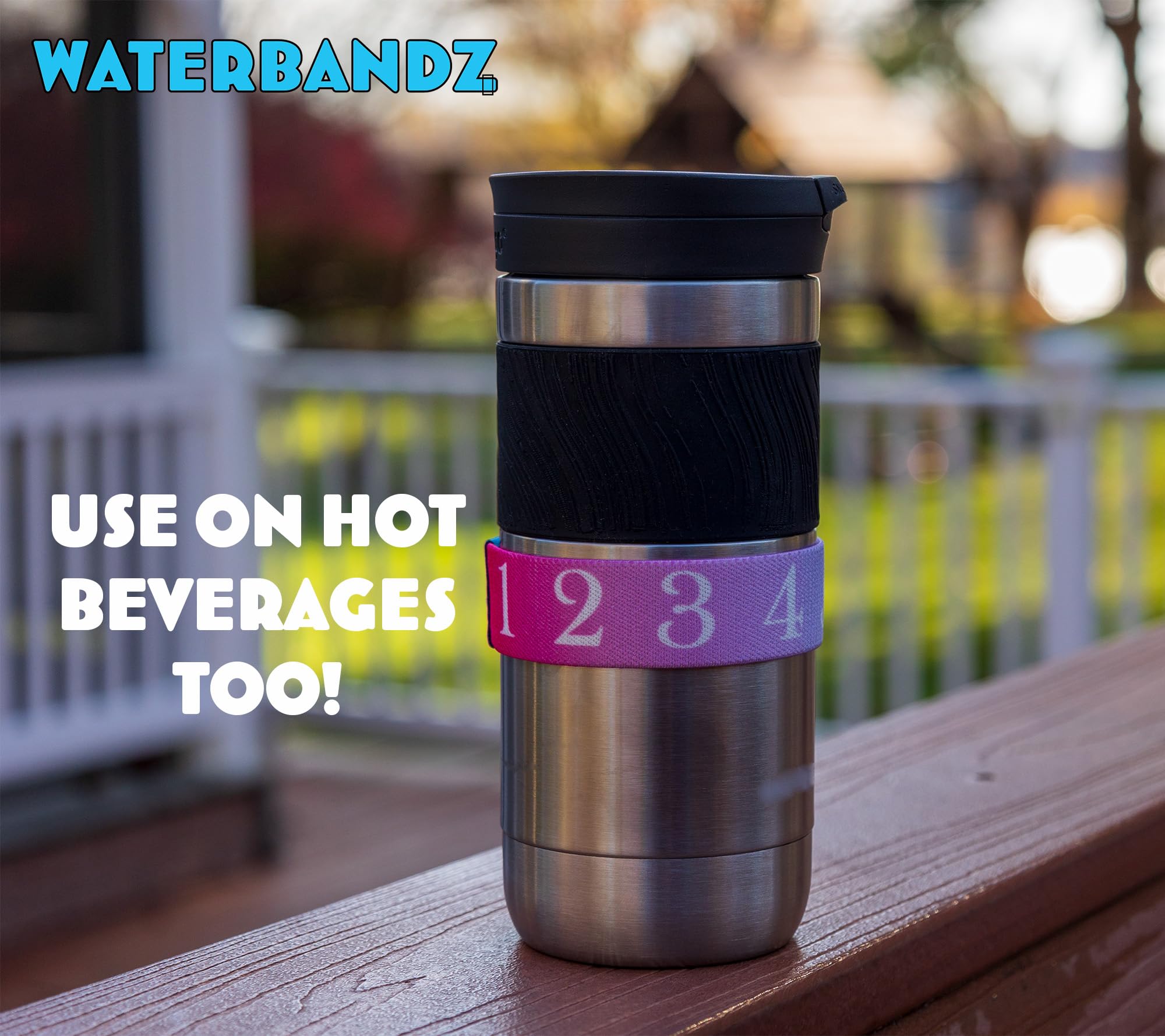 Waterbandz - Stay Hydrated: Elastic Fabric Bands Make Your Daily Water Intake Simple And Fun! Universal Size For Water Bottles,