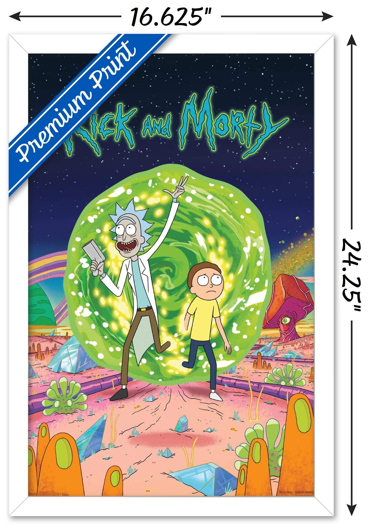 Trends International Rick And Morty - Cover Wall Poster, 14.725'' X 22.375'', White Framed Version
