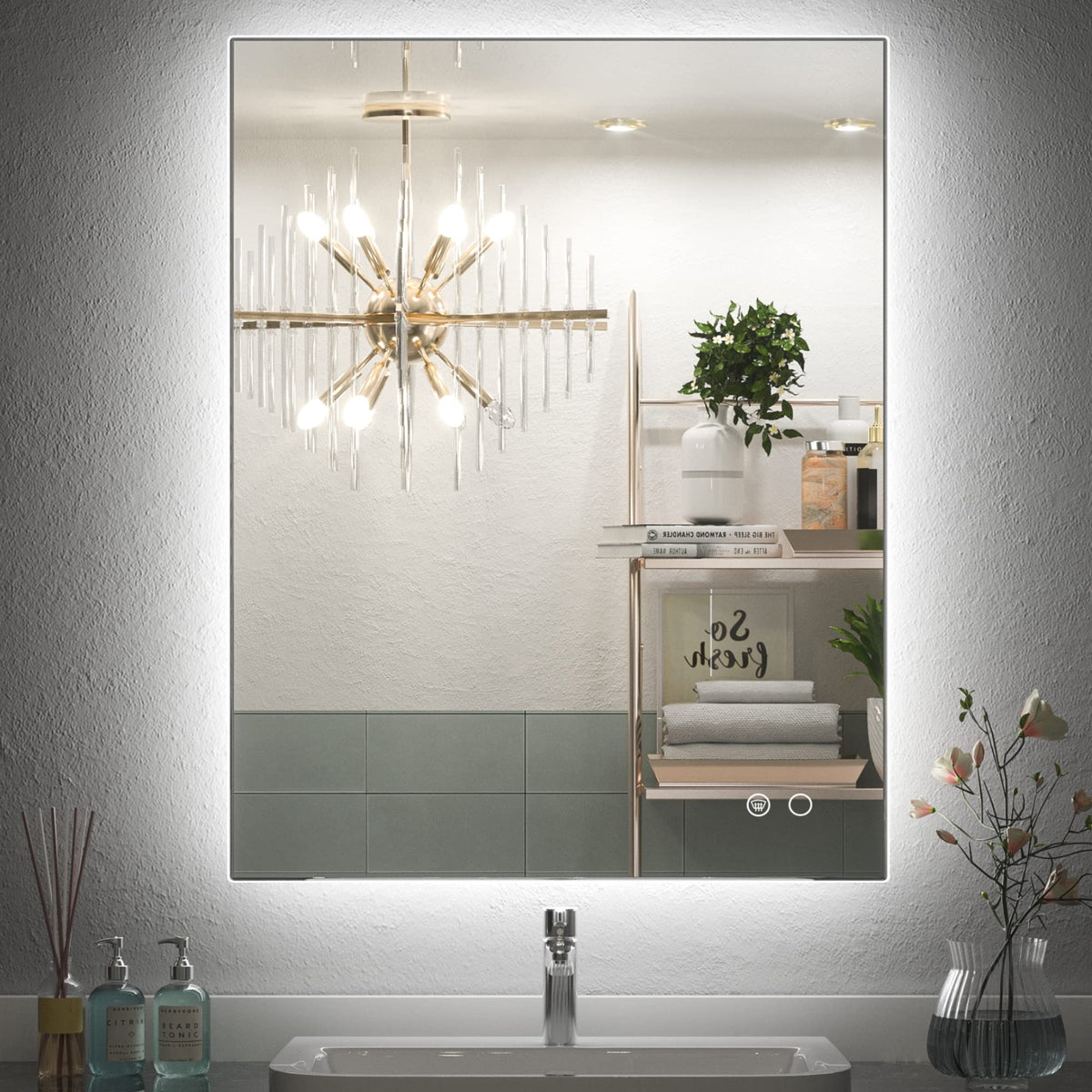 Keonjinn 24 X 32 Inch Led Backlit Mirror Bathroom Mirror With Lights Wall Mounted Lighted Bathroom Vanity Mirror Anti-Fog Dimmab