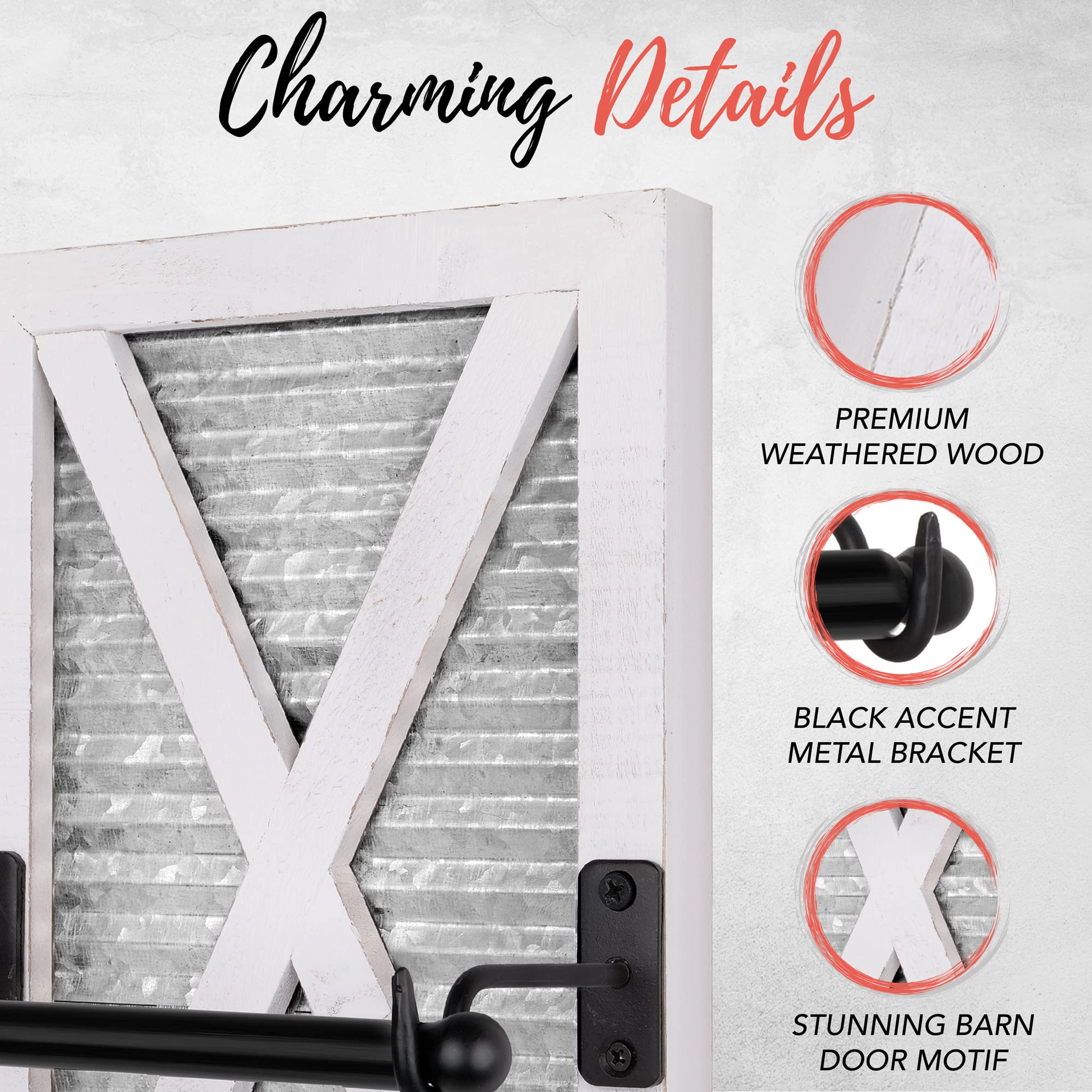 Autumn Alley White Farmhouse Toilet Paper Holder - Farmhouse Bathroom Decorative Accessories Country - White Washed Wood, Corrug