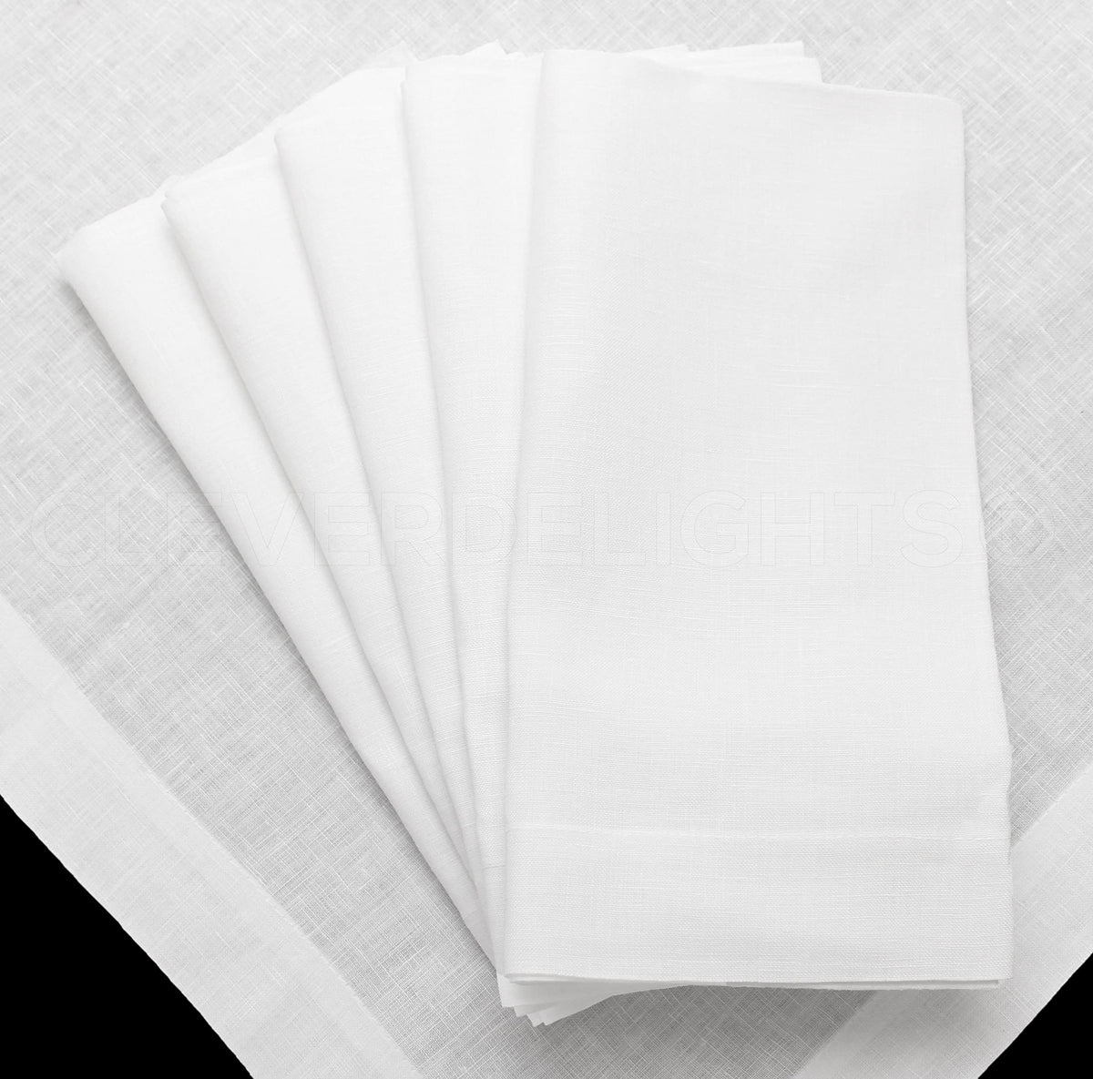 Cleverdelights 20'' White Dinner Napkins - 6 Pack - 55/45 Linen Cotton Blend