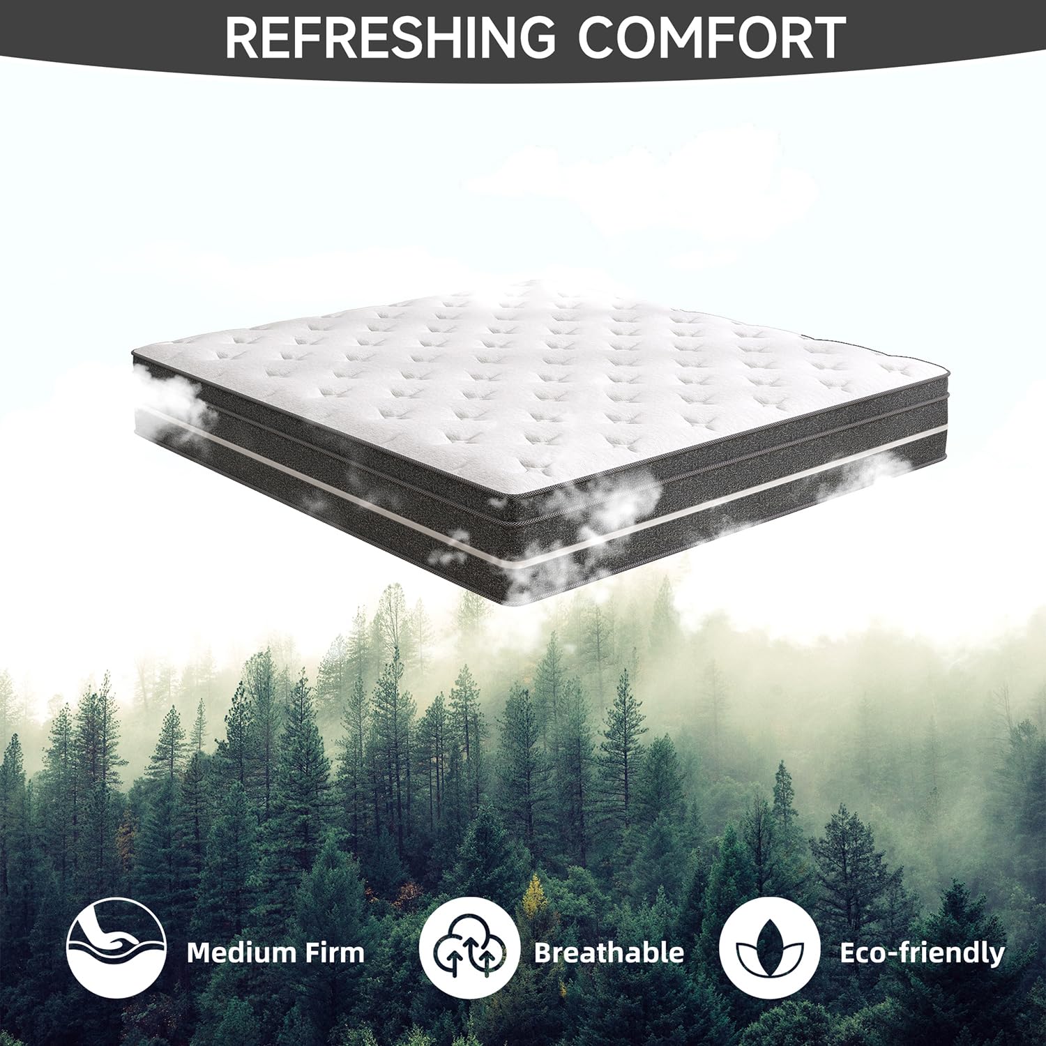 Hohamn Queen Size Mattress, 14 Inch Hybrid Mattress In A Box, Queen Mattress Foam And Individually Wrapped Pocket Coils, Soft An